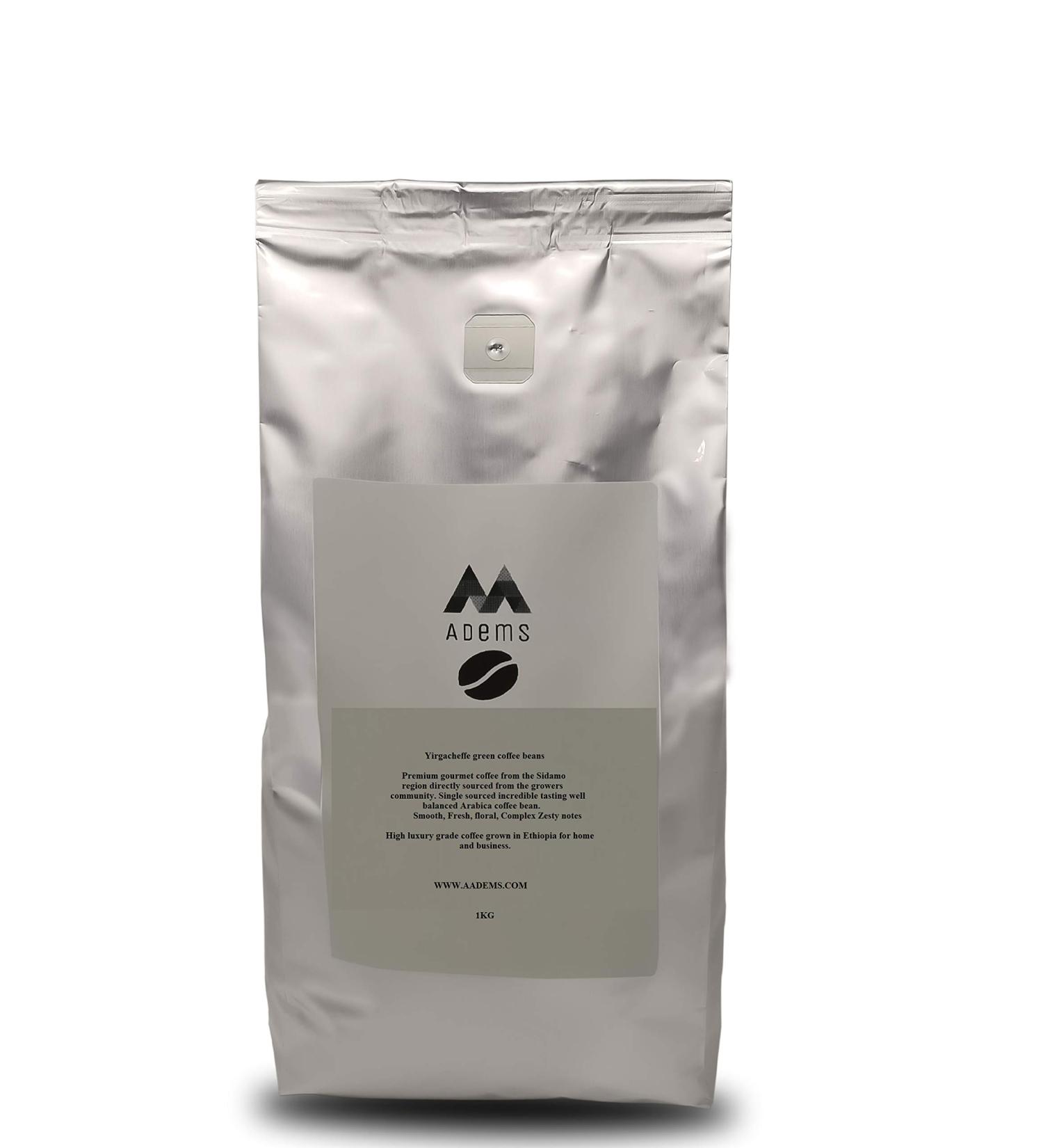 Adems Ethiopian Green Beans Coffee - Premium Unroasted Beans for Home and Business Roasting (Yirgacheffe) - Buy Online on SooperMarket.com
