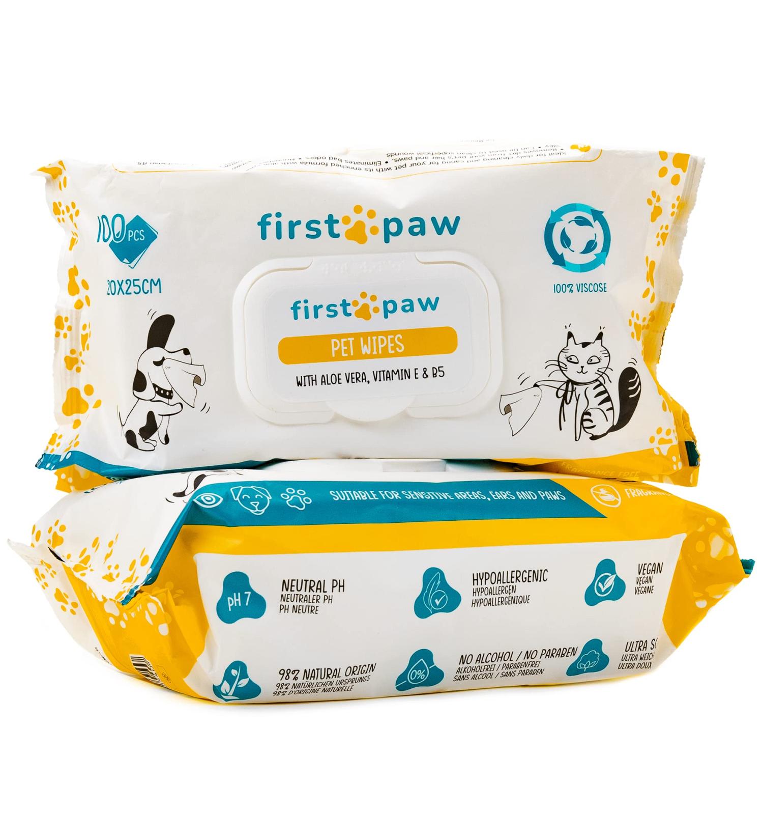 FIRSTPAW XXL Nursing Towels for Dogs - 100 Biodegradable Hypoallergenic Cleaning Cloths with Aloe Vera - Perfect for Eyes Ears & Paws - Buy Online on SooperMarket.com