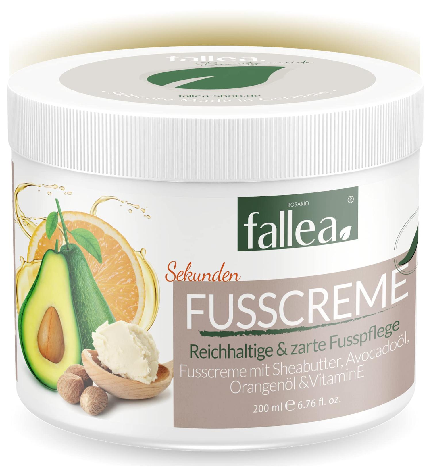 Fallea Shea Butter Foot Cream with Avocado & Orange Oil | 24H Moisture for Dry Feet | Nourishing Foot Care for All Skin Types (200ml) - Buy Online on SooperMarket.com