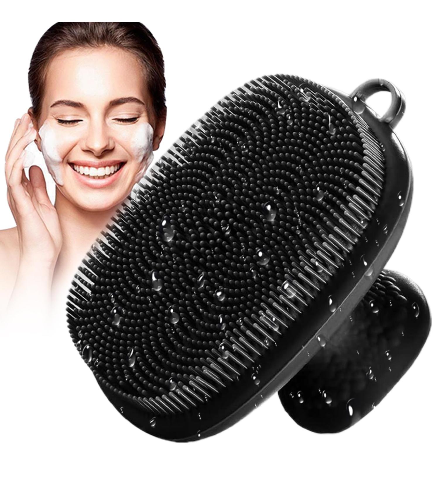 Soft Silicone Face Scrubber 2.6x2.6" Manual Face Scrubber Exfoliator Waterproof Facial Cleansing Brush Non Slip Face Brush with Handle - Buy Online on SooperMarket.com