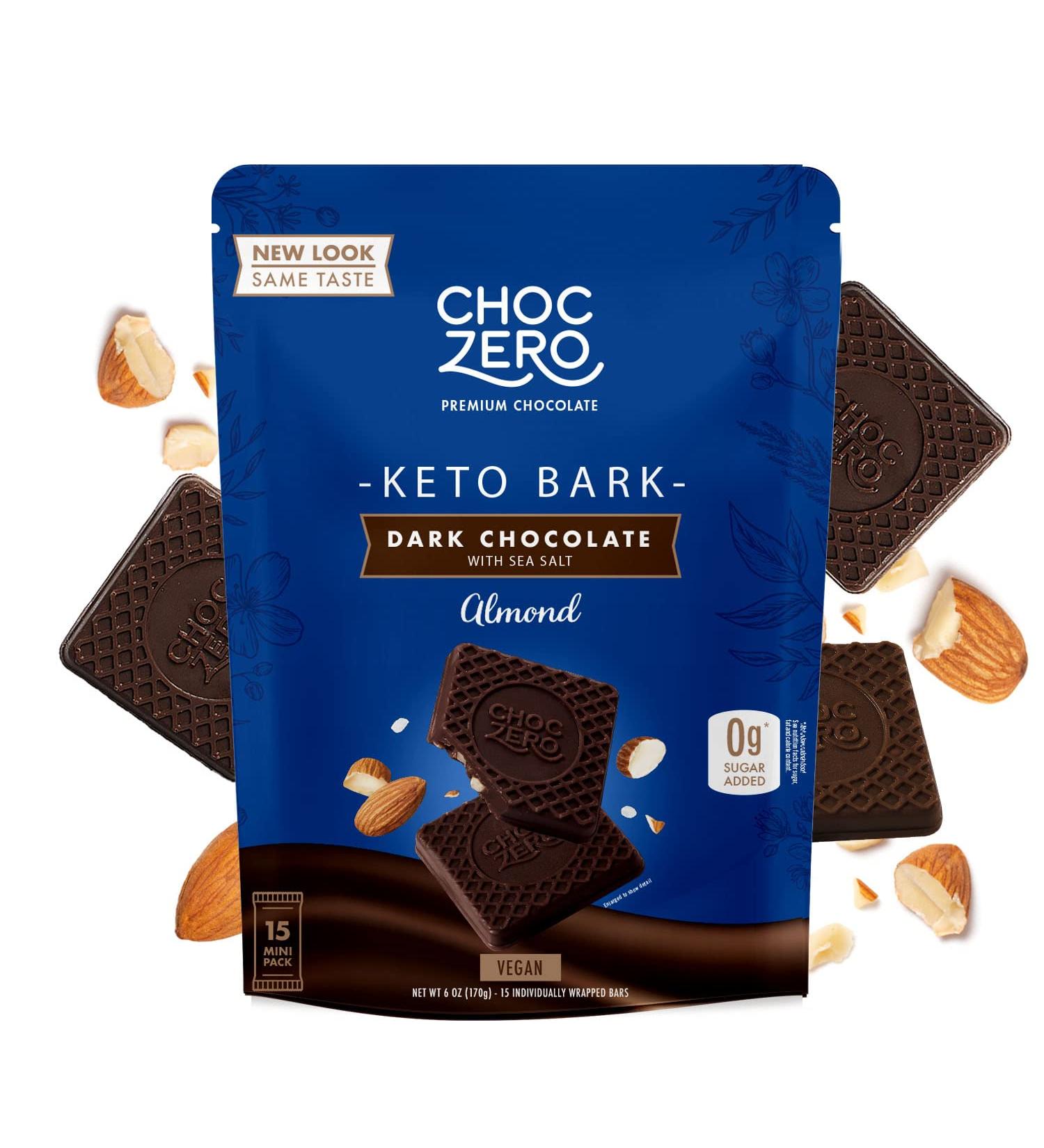Choczero Dark Chocolate Sea Salt Almonds Keto Bark - 6 OZ | Low Carb Treat - Buy Online on SooperMarket.com