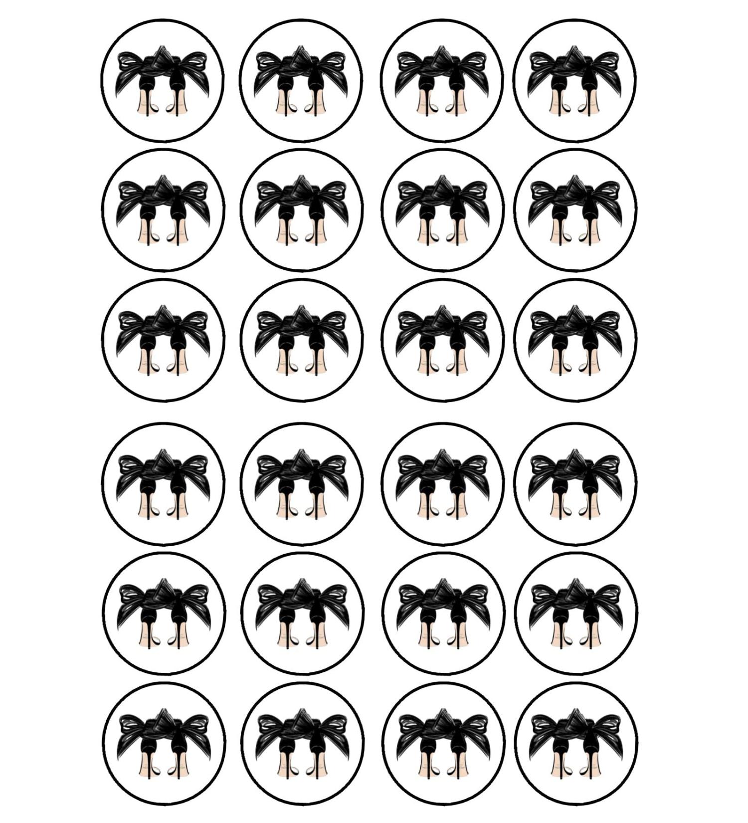 24 Black Bow Heels Cupcake Toppers High Heels Cake Edible Premium Thickness SWEETENED Vanilla Wafer Rice Paper Discs Cake Decorations - Buy Online on SooperMarket.com