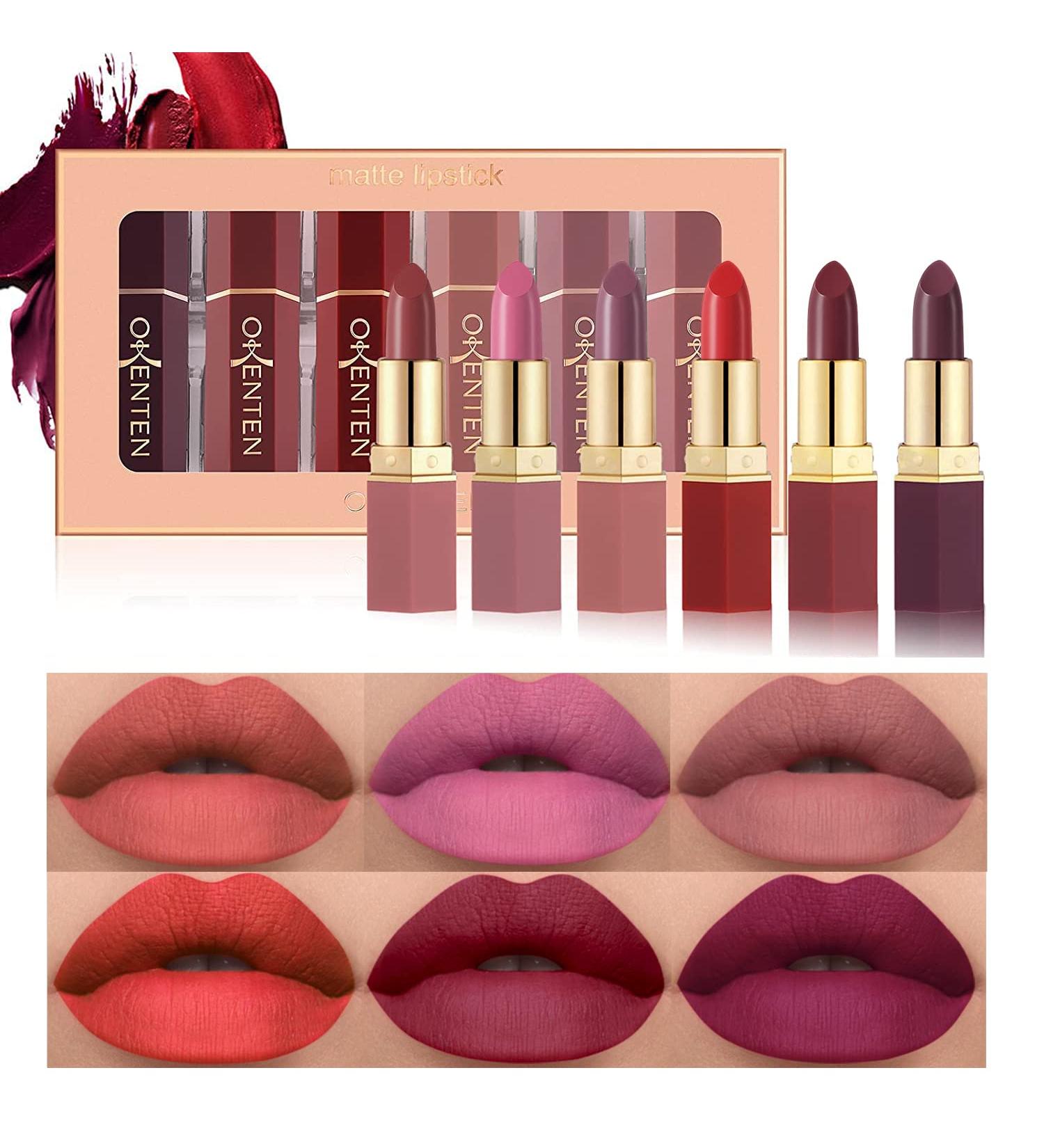 OKENTEN 6 Colors Matte Lipstick Set - Waterproof & Long-Lasting Nude Lipsticks - Moisturizing Makeup Gift Set - Labiales Matte Larga Duracion 26 02 - Buy Online on SooperMarket.com