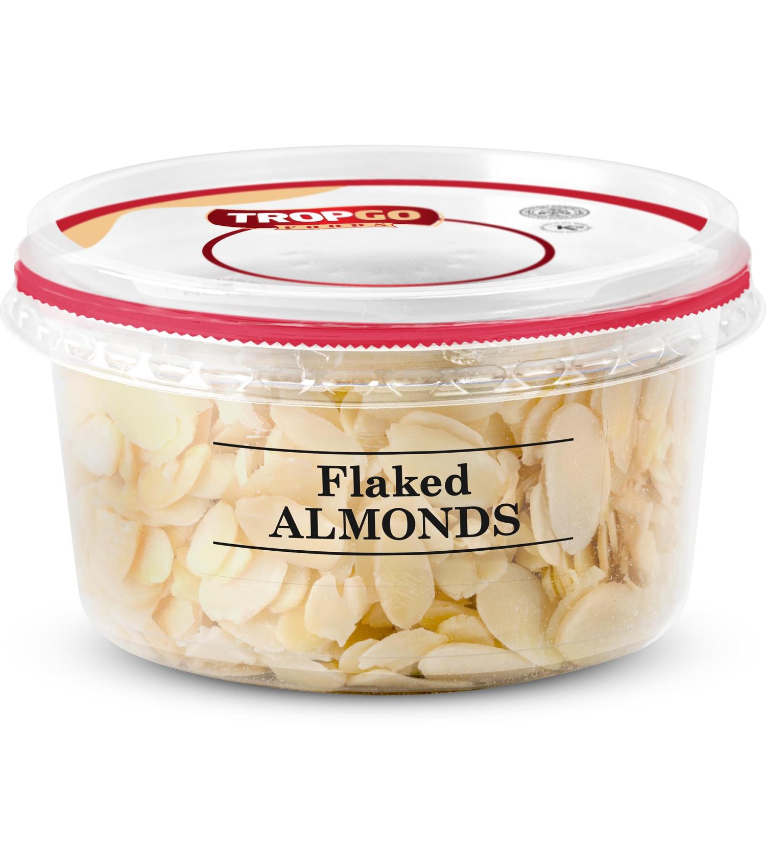 Tropgo Flaked Almonds - Finely Sliced Almond Nuts in a Resealable and Recyclable Tub - Natural Unsalted Peanut Flakes - Protein and Fibre Rich Guilt Free Nut Snack - Healthy Snack for All Ages (140G) - Buy Online on SooperMarket.com