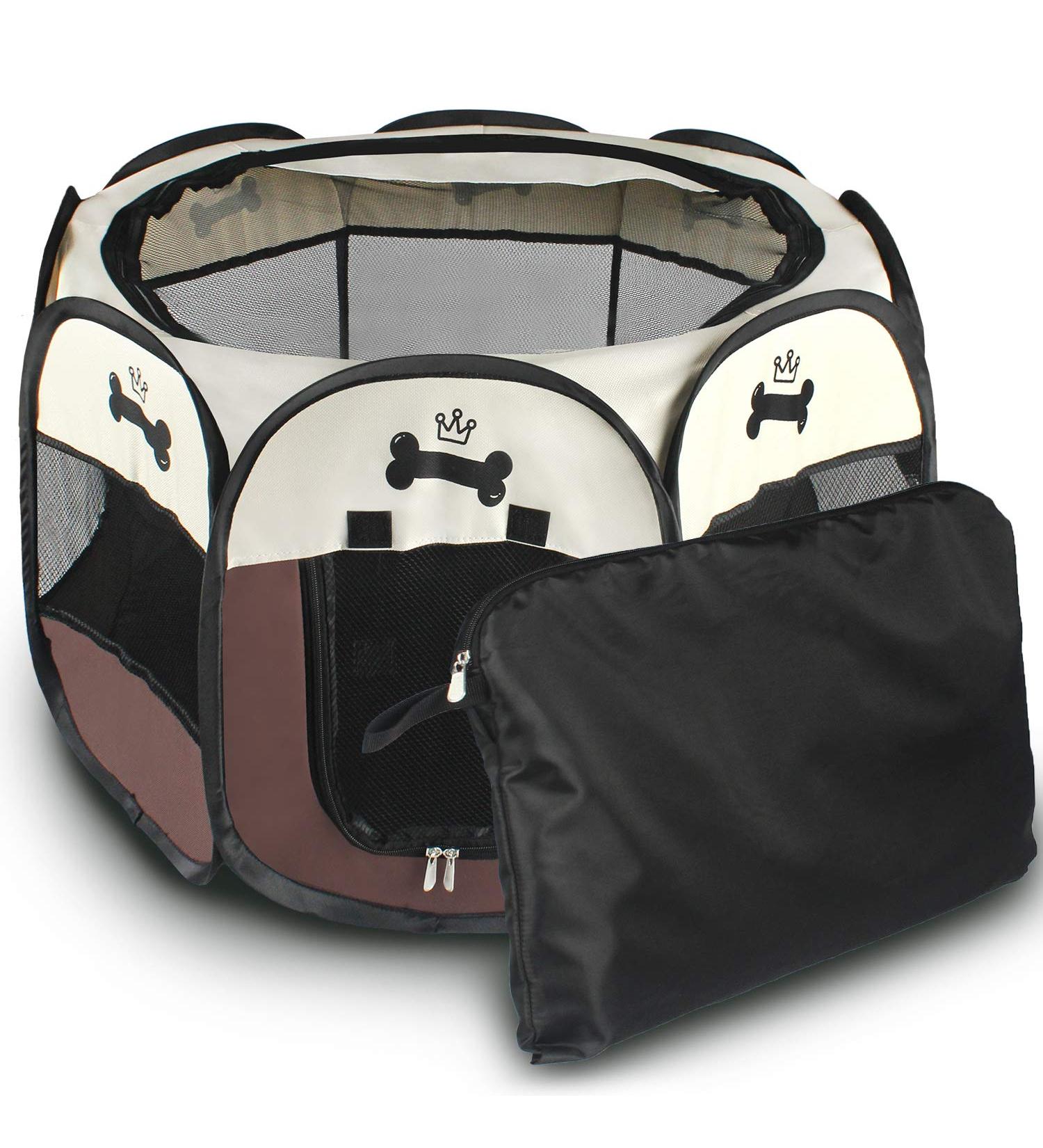 Pet Portable Foldable Playpen  Exercise 8-Panel Kennel Mesh Shade Cover Indoor/Outdoor - Buy Online on SooperMarket.com
