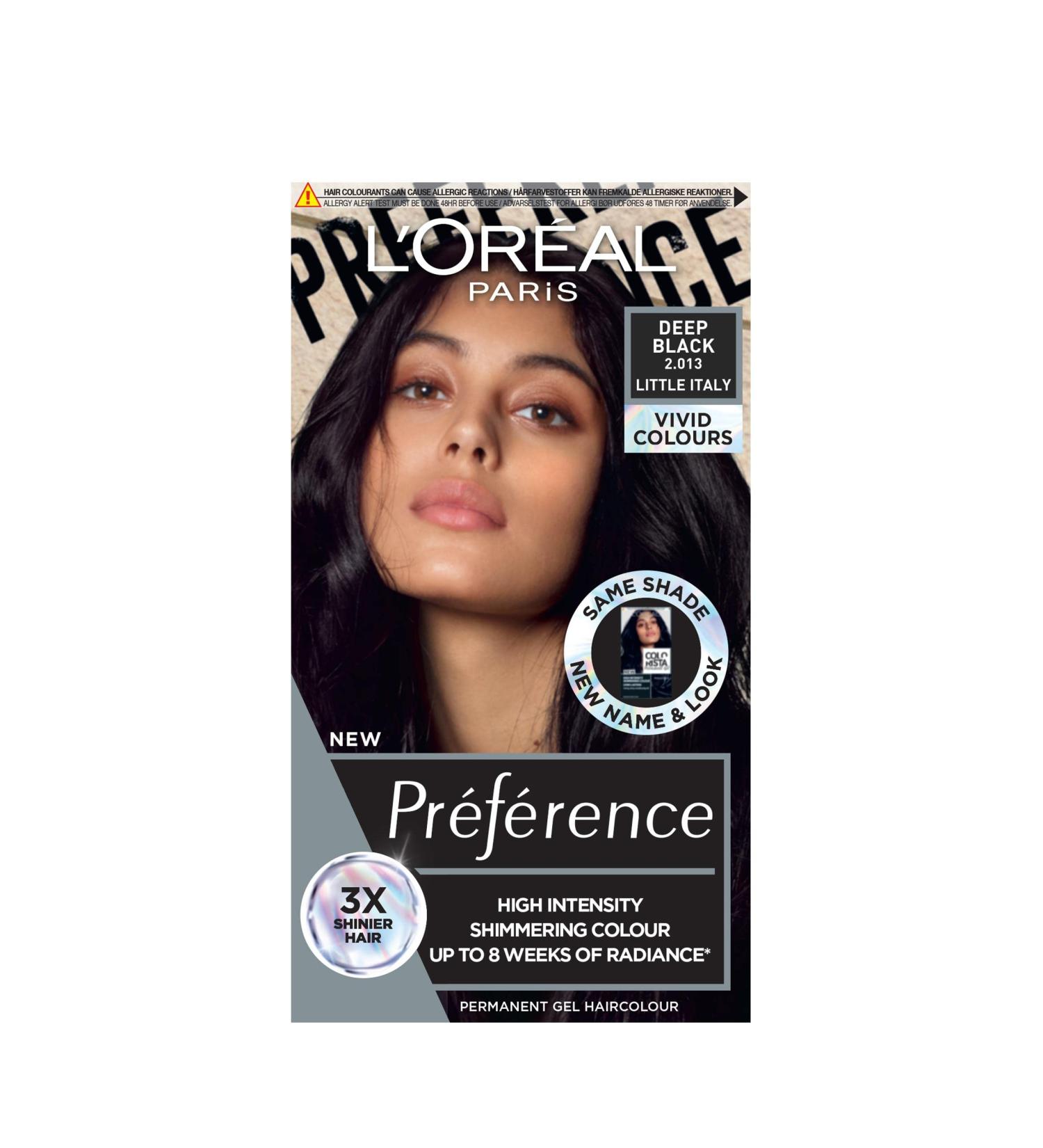 L'Or al Paris Permanent Hair Colour Long-Lasting Shine and Intense Colour For up to 8 Weeks Preference Vivids (Colorista) Deep Black 2.01 x1 pack 2.01 DEEP BLACK ENG - Buy Online on SooperMarket.com