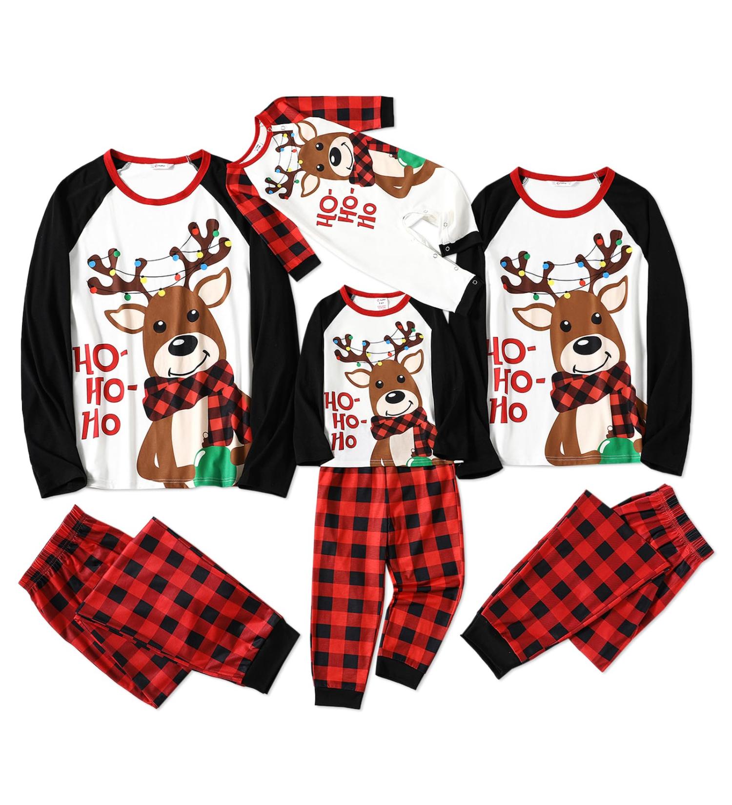 PatPat Family Matching Christmas Pajamas Set - Tree Snowflake & Letters Print Sleepwear in Red/Black | Kids 3-4 Years - Buy Online on SooperMarket.com