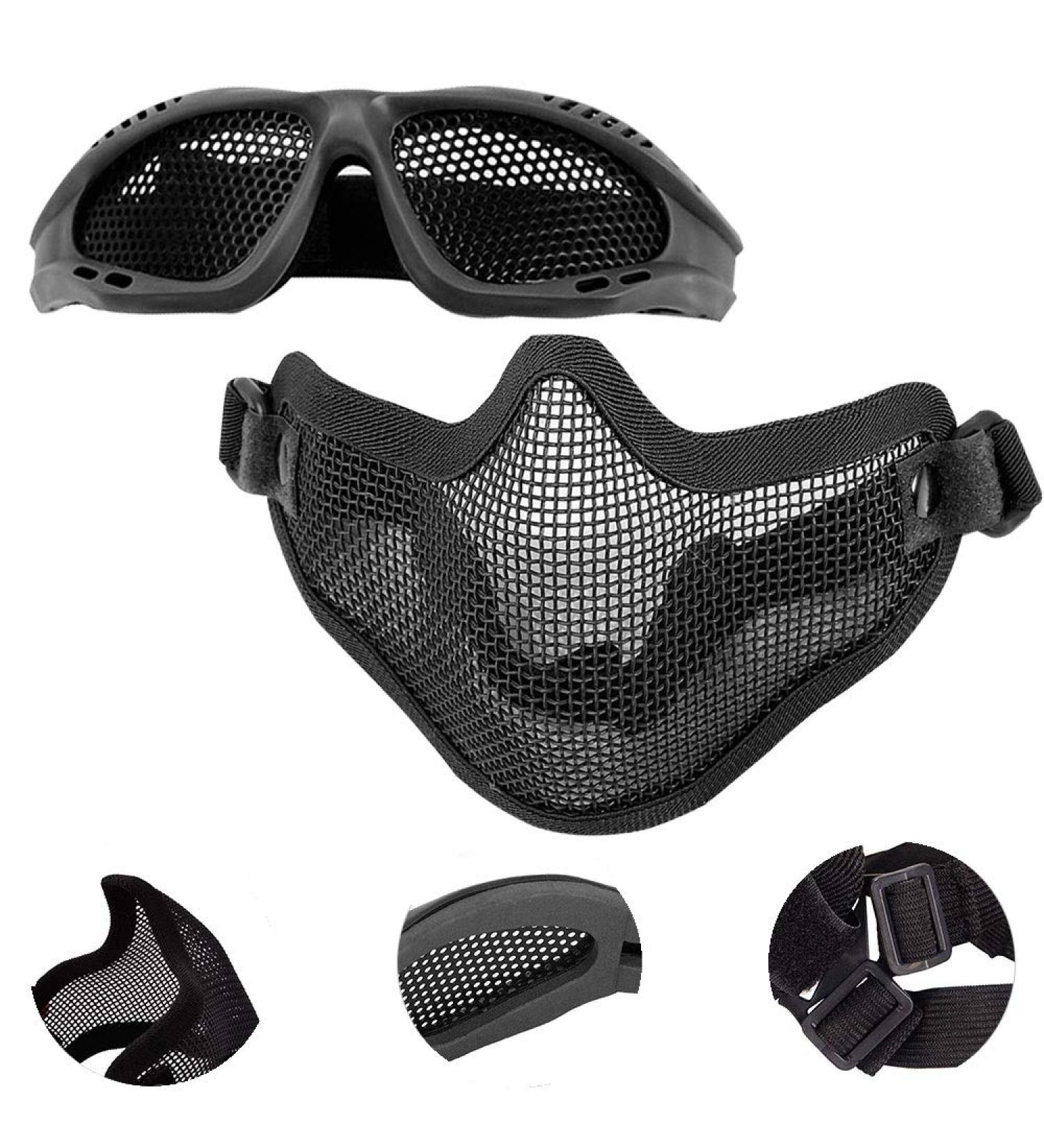 Emageren Foldable Airsoft Masks & Protective Glasses | Half-Facial Protection for Halloween Cosplay Paintball & Military Use - Buy Online on SooperMarket.com