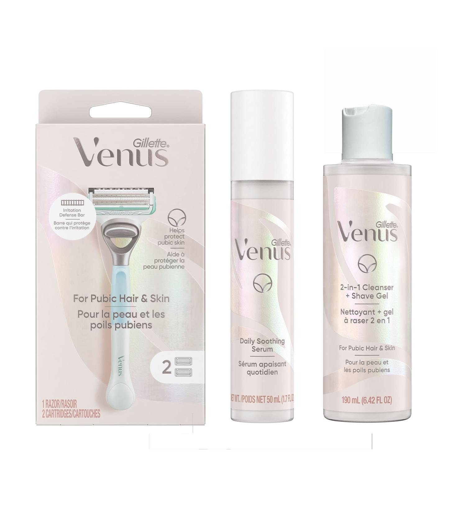 Gillette Venus Women's Shaving Kit: Razor, Cleanser & Soothing Serum for Intimate Care - Buy Online on SooperMarket.com