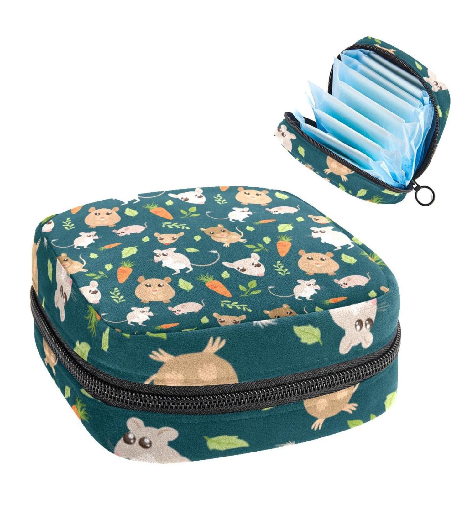 Small Pets Pattern Sanitary Napkin Storage Bag | Menstrual Cup Pouch | Nursing Pad Holder | Portable Period Bag for Women and Teen Girls | Multi-colored - Buy Online on SooperMarket.com