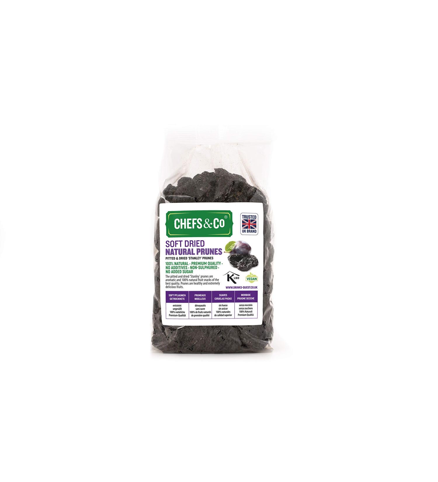 CHEFS & CO Soft Dried Prunes (Pitted) - 380g Pack | Natural Whole Fruits for Healthy Snacking | Vegan & Vitamin-Rich | Unsulfured, Additive-Free, GMO-Free - Buy Online on SooperMarket.com