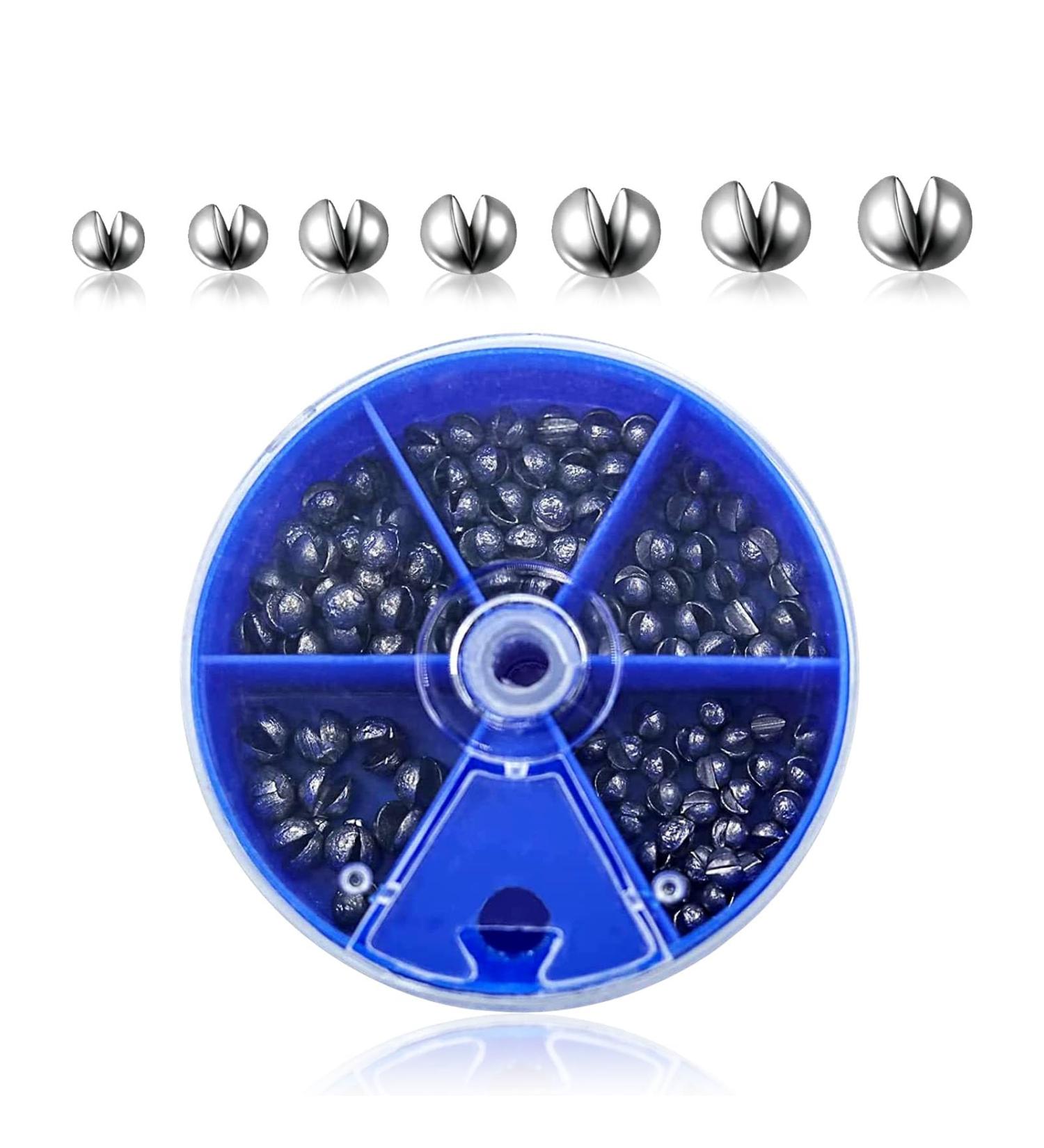 Aivoro Fishing Lime - 100 Lead Blast Weights with Storage Box | Removable Lead Weights in 5 Sizes (0.3g/0.6g/1g) - International Shipping Available - Buy Online on SooperMarket.com