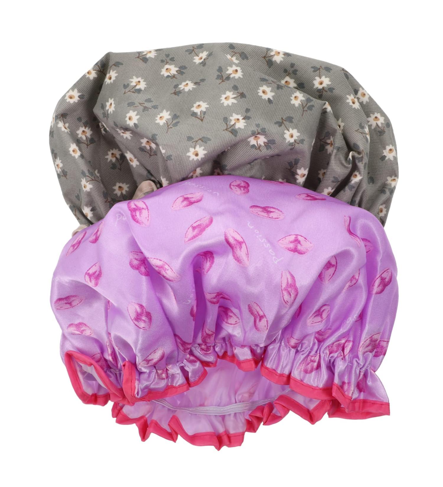 Healeved 2pcs Double-layer Satin-lined Shower Caps for Women - Peva Lining, Hair Drying Turban, Bathing Cap - Buy Online on SooperMarket.com
