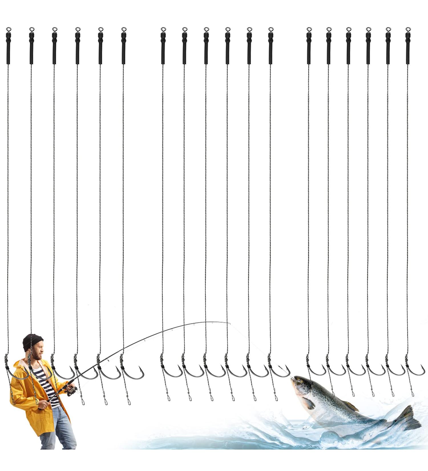 Shop GZLCEU 18-Piece Stainless Steel Fishing Hooks - Handmade Carp Accessories with Braided Cord - Buy Online on SooperMarket.com