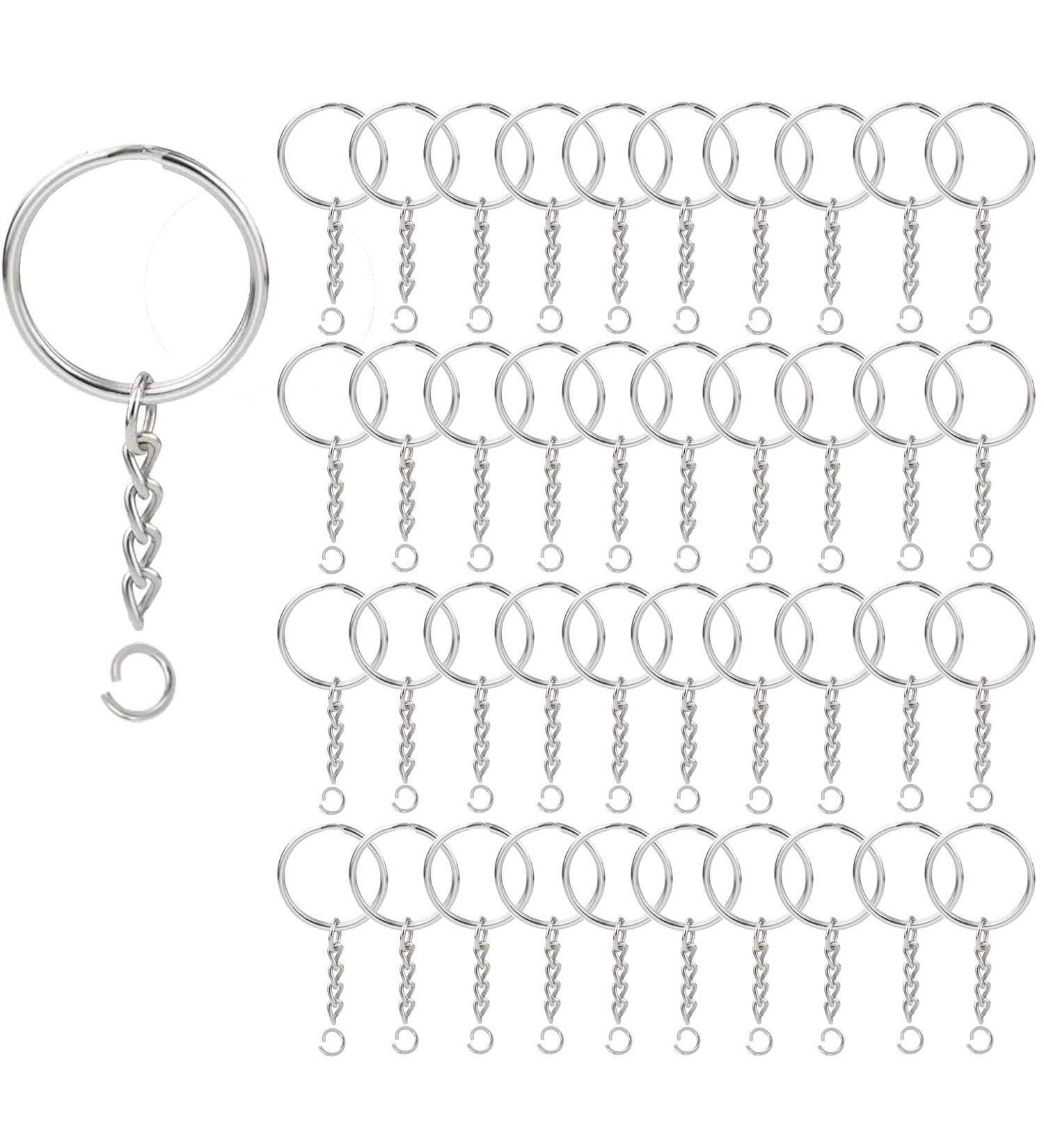 100 Pack 1 Inch Split Round Keychain Rings with Chain - Bulk Key Rings for Jewelry Making and Crafts - Buy Online on SooperMarket.com