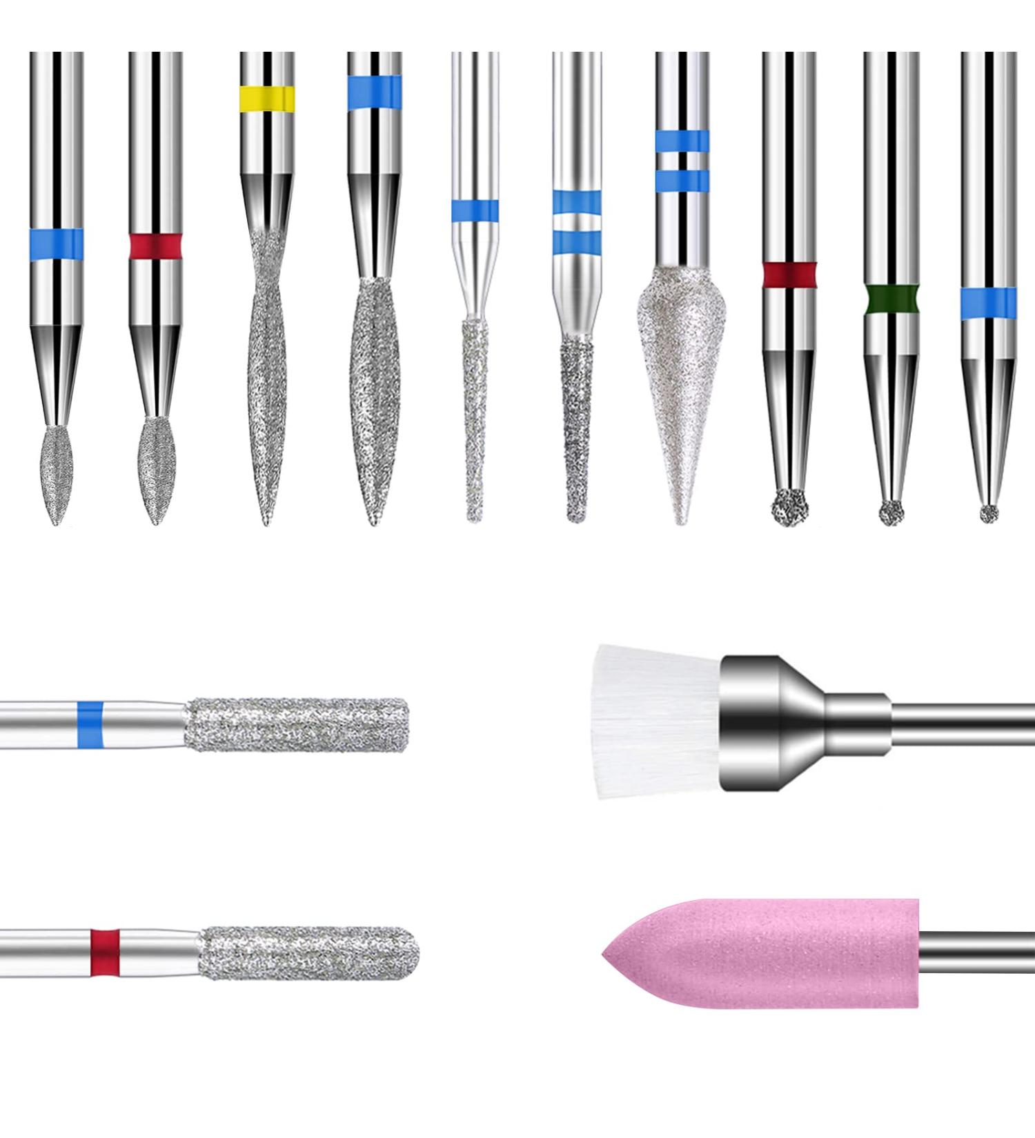 14pcs Acrylic Nail Drill Bits Set with Case - Quartz Pointed Bits for Cuticle Remover & Manicure Tools - Buy Online on SooperMarket.com