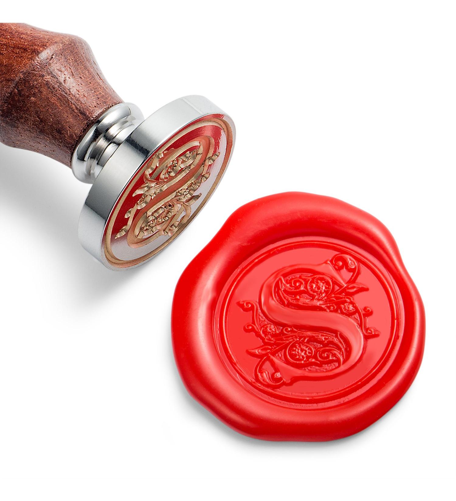 Mceal Wax Seal Stamp  Large Seal 1 1/5(30mm) Dia  Silver Brass Head with Wooden Handle  Regal Letter A to Z Series (Letter S) - Buy Online on SooperMarket.com