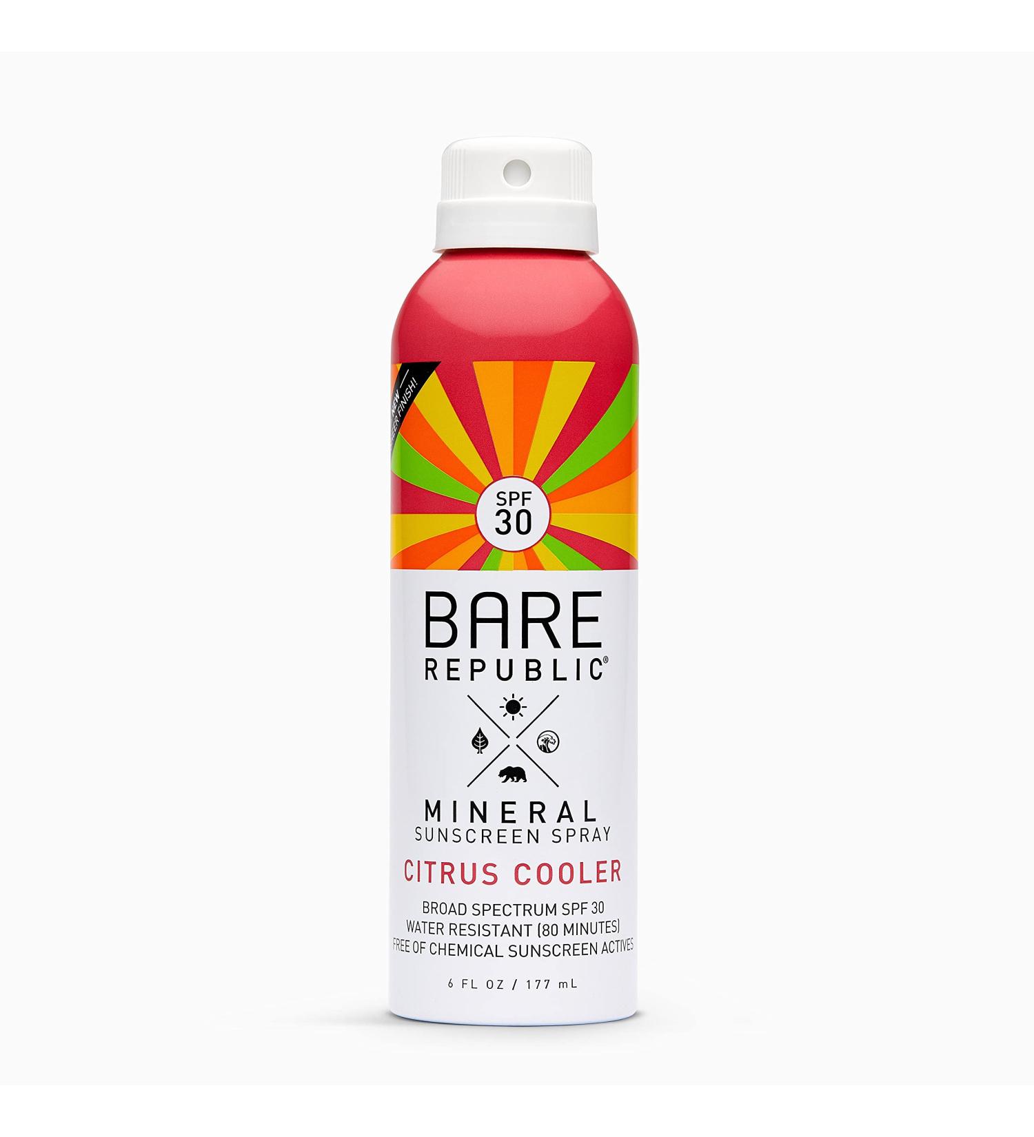 Bare Republic Mineral Sunscreen Spray SPF 30 Citrus Cooler 6 fl oz - Broad Spectrum Zinc Oxide Protection - Buy Online on SooperMarket.com