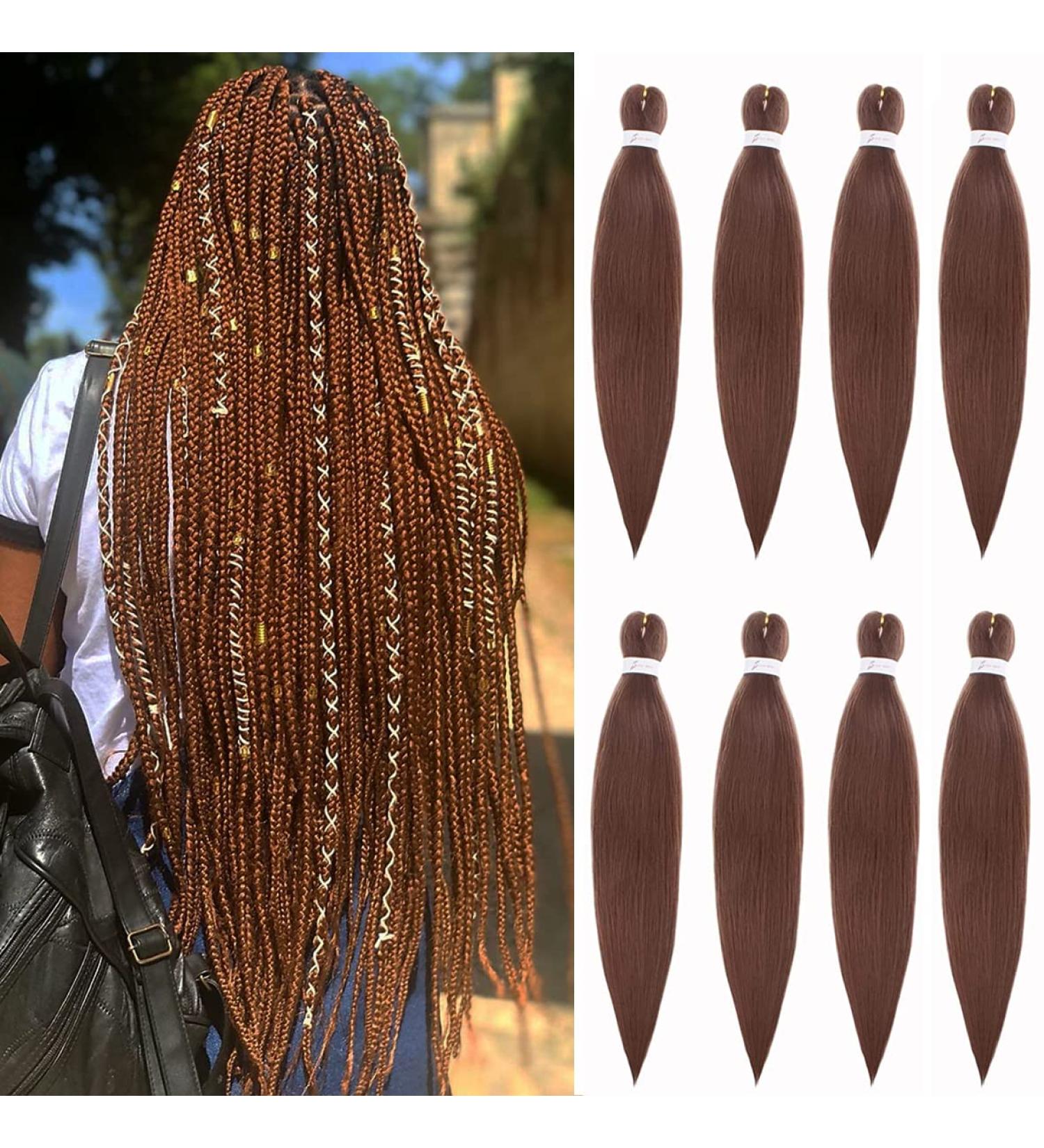 Leeven 26 Inch EZ Braids 8 Packs Pre Stretched Braiding Hair Extensions Medium Auburn Yaki Braiding Hair for Box Braids Light Copper Crochet Braiding Hair Extensions /26 Inch 30# 26 Inch (Pack of 8) 30 - Buy Online on SooperMarket.com