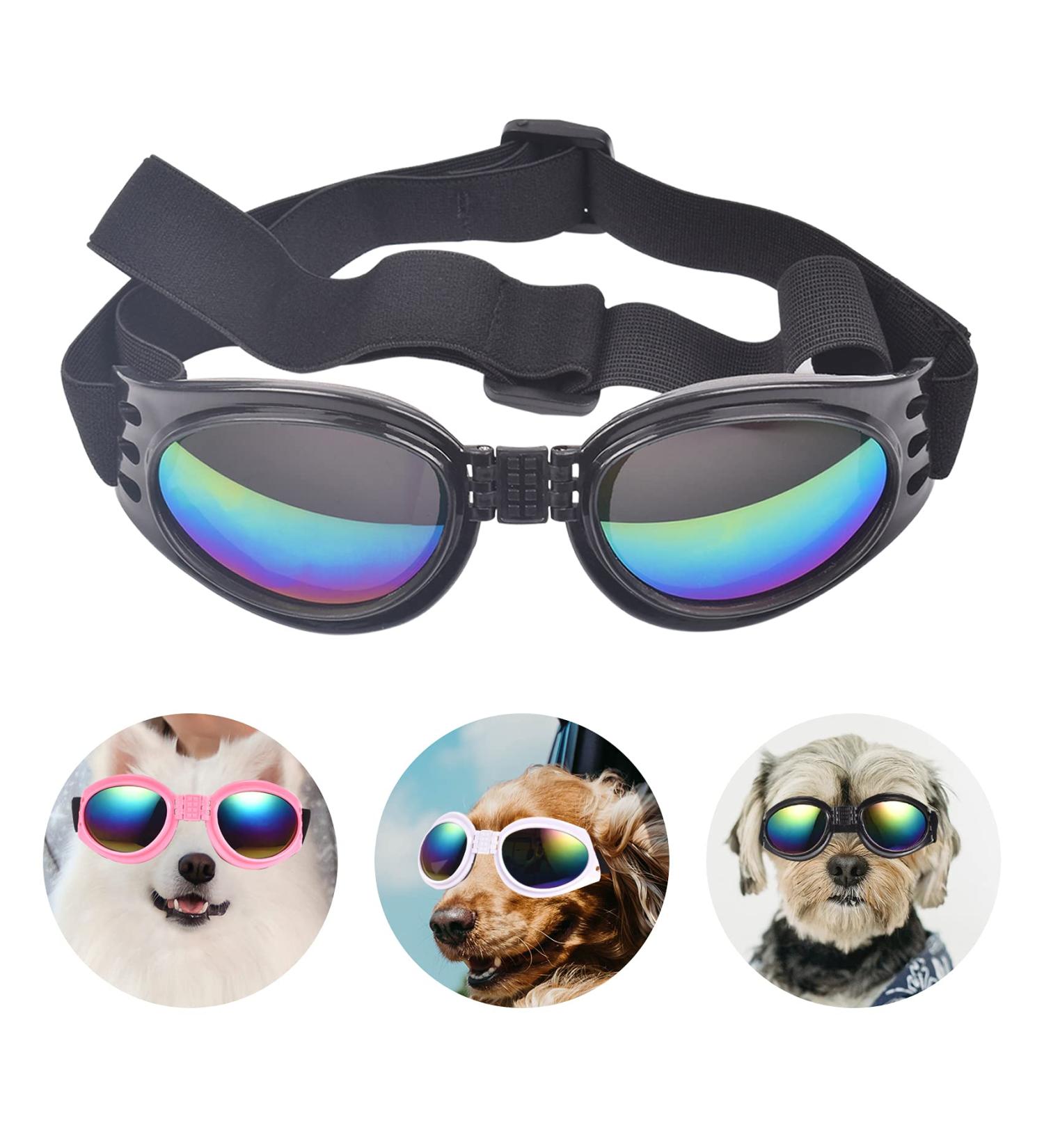 Dog Goggles Dog Sunglasses Adjustable Strap for Waterproof Windproof UV Protection Sunglasses for Dog for Go out Travel Skiing Swim (Black) - Buy Online on SooperMarket.com