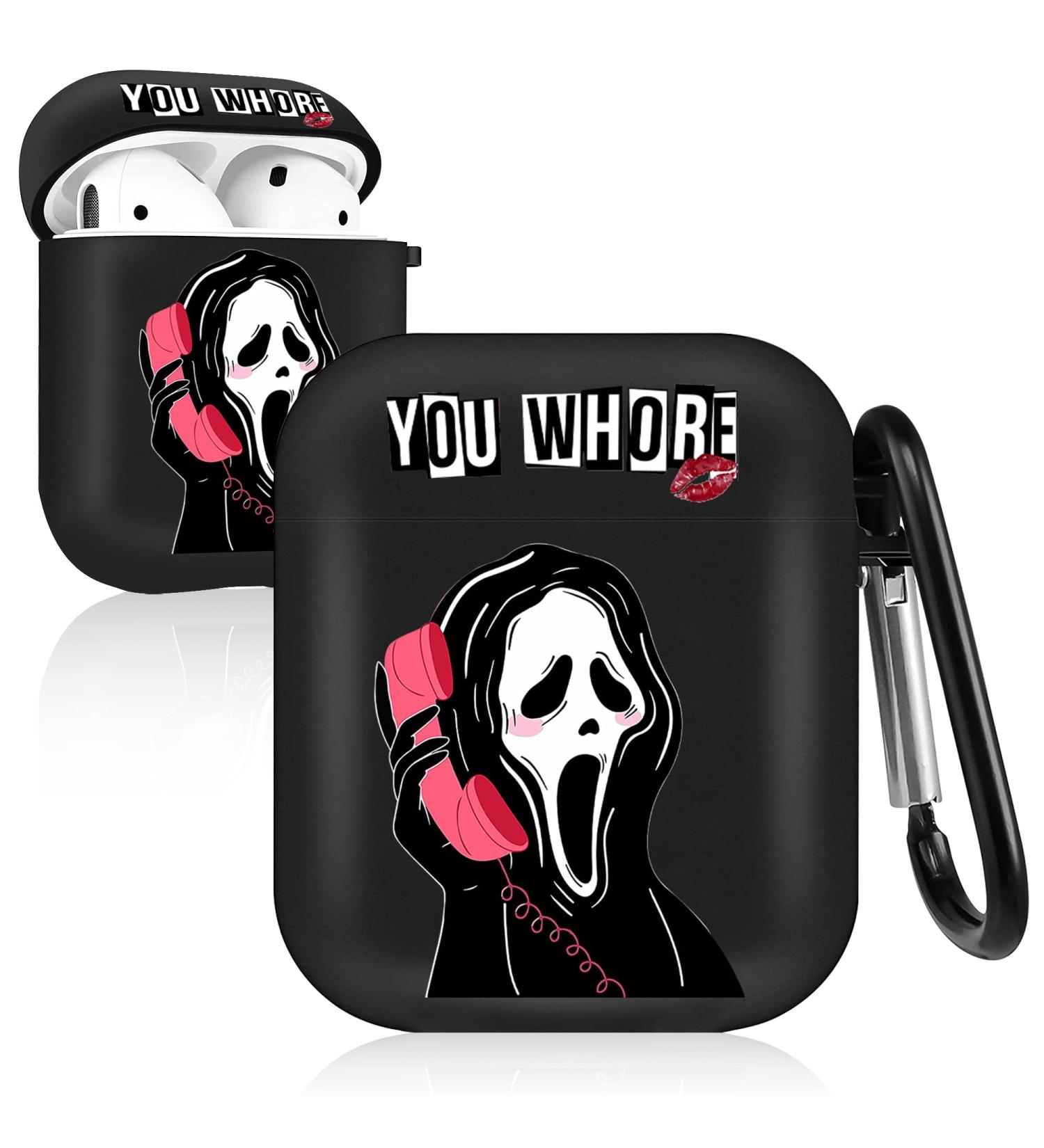 HooYiiok Scream Ghost Airpods Case 2nd Gen- Funny Horror Cover with Keychain (Black) - Buy Online on SooperMarket.com