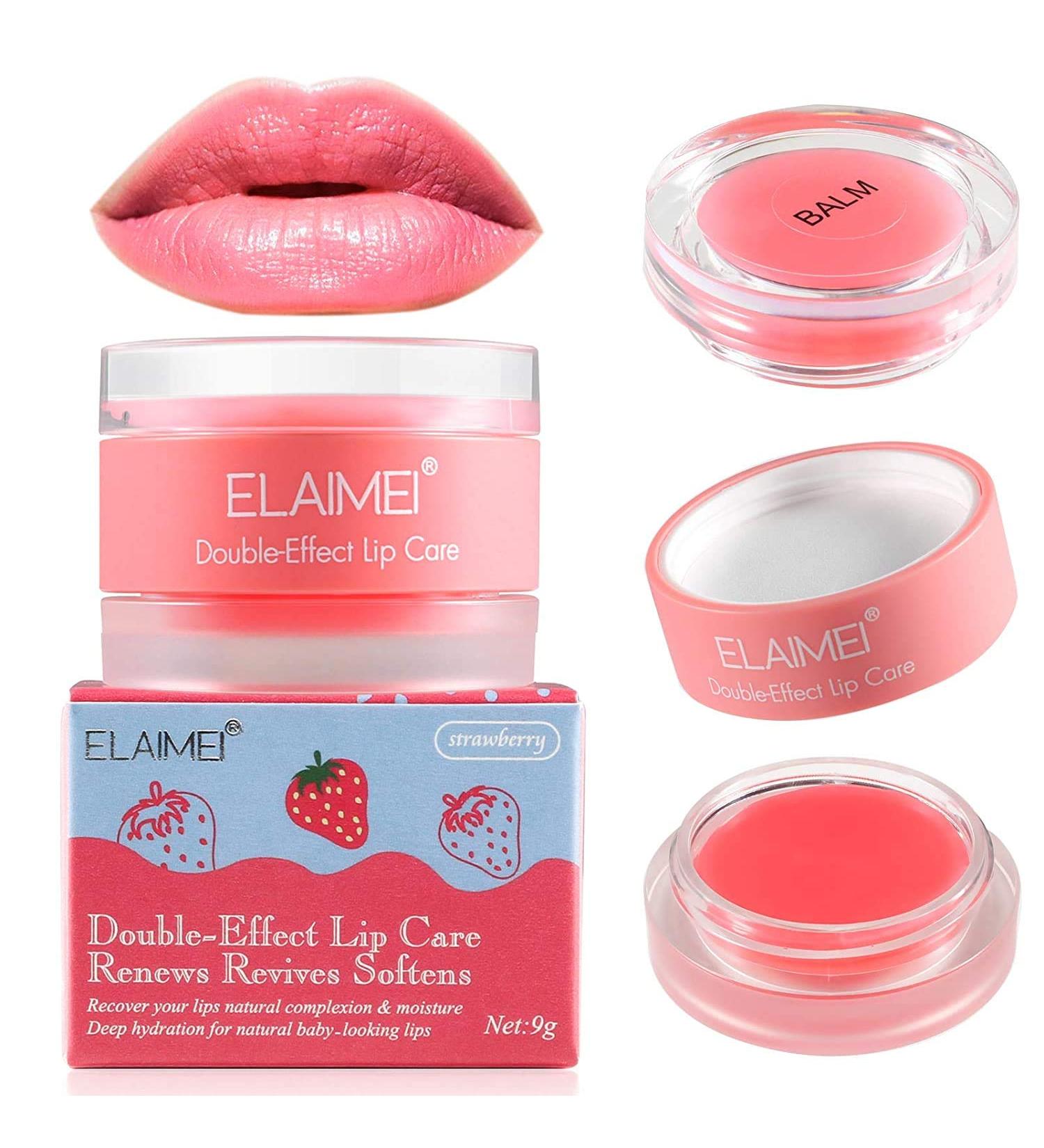 Strawberry Lip Scrub & Sleeping Mask for Overnight Moisture & Repair | Lip Treatment for Peeling, Chapped Skin | Lip Primer & Repair Balm - Buy Online on SooperMarket.com