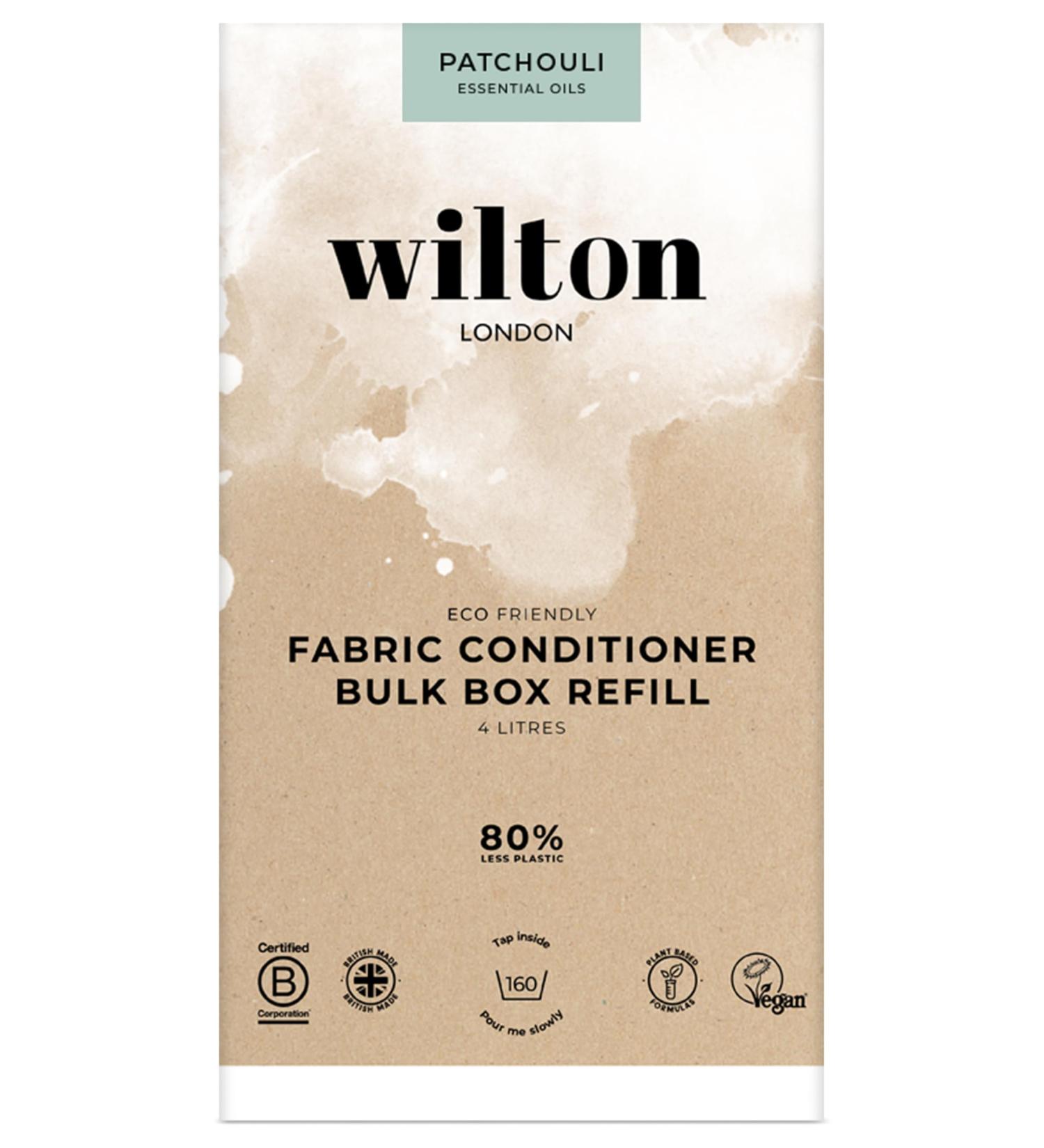 Wilton London Patchouli Fabric Conditioner Refills - 160 Washes - Plant-based & Biodegradable Softner - 100% Recyclable - Less Plastic - Essential Oils - Made in UK - 4L