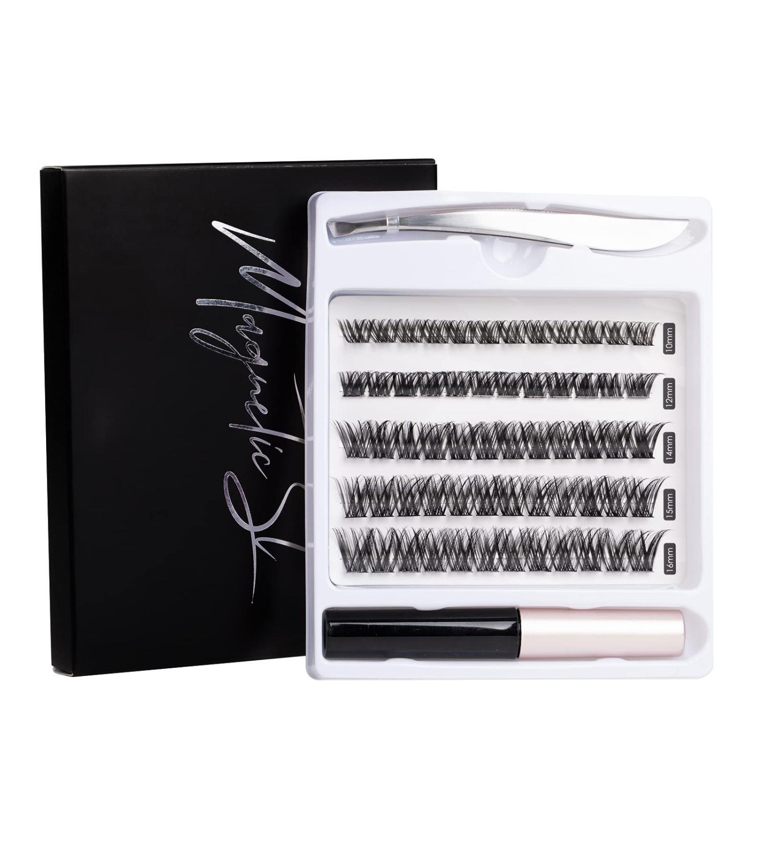 DIY False Eyelashes 45 Cluster Lashes | C Curl Reusable Soft Individual Lashes | Natural Look with Clear Glue | Strong Hold 10-16MM | Fluffy and Reusable - DM01-Natural - Buy Online on SooperMarket.com