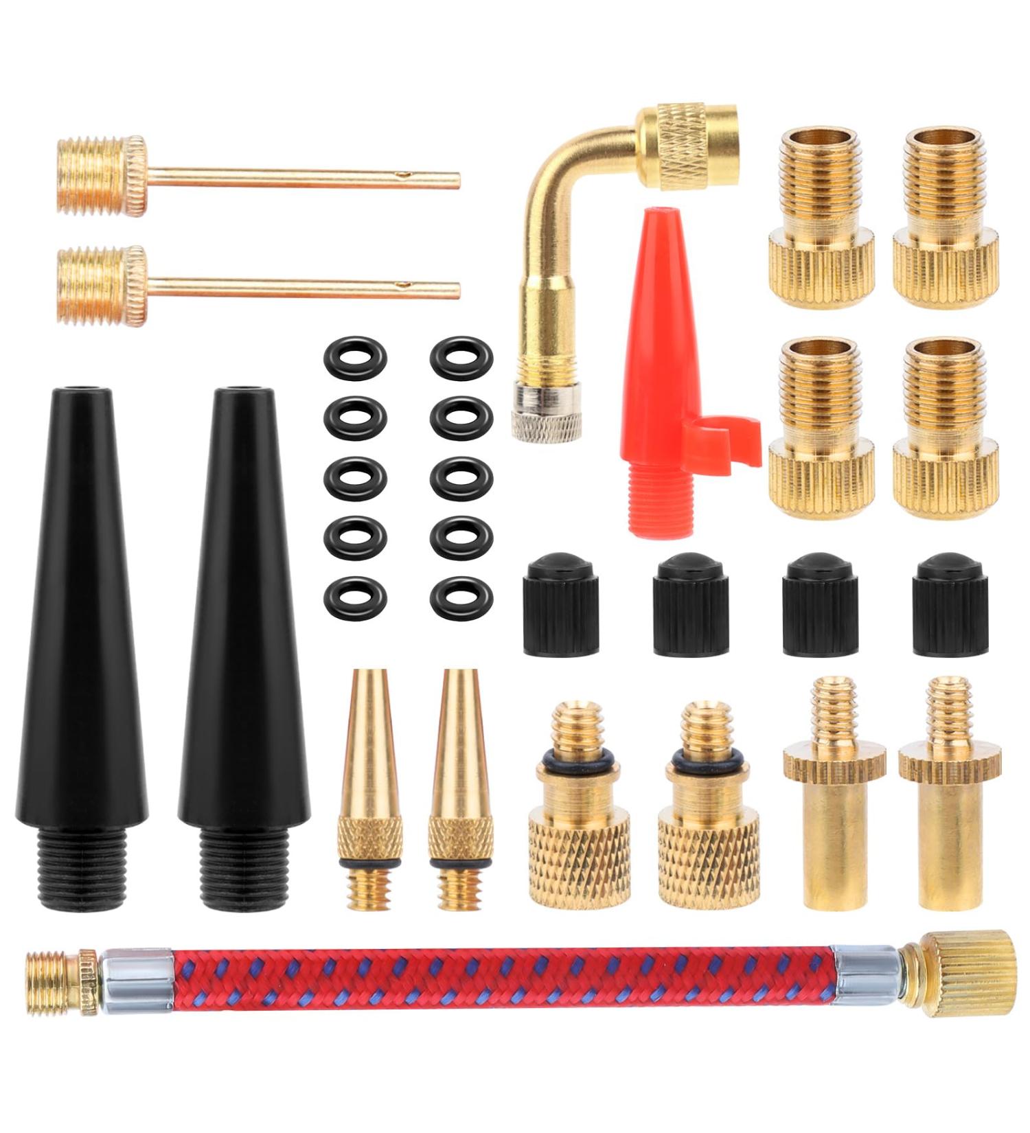 MxTimwan 31-Piece Bicycle Valve Adapter Set | Universal Bicycle Pump Adapters with Storage Box for Compressor Stand & Air Ball Pump - Buy Online on SooperMarket.com