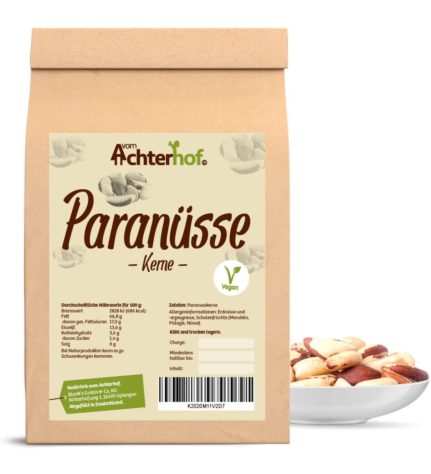 Paranese 100g |Whole paranese kernels |Sweet-oiled taste |First -class quality - a natural product of first quality |Ideal as a snack topping of mueslis yoghurts salads & Co. |from the Achterhof almond 100 g (1 Pack)