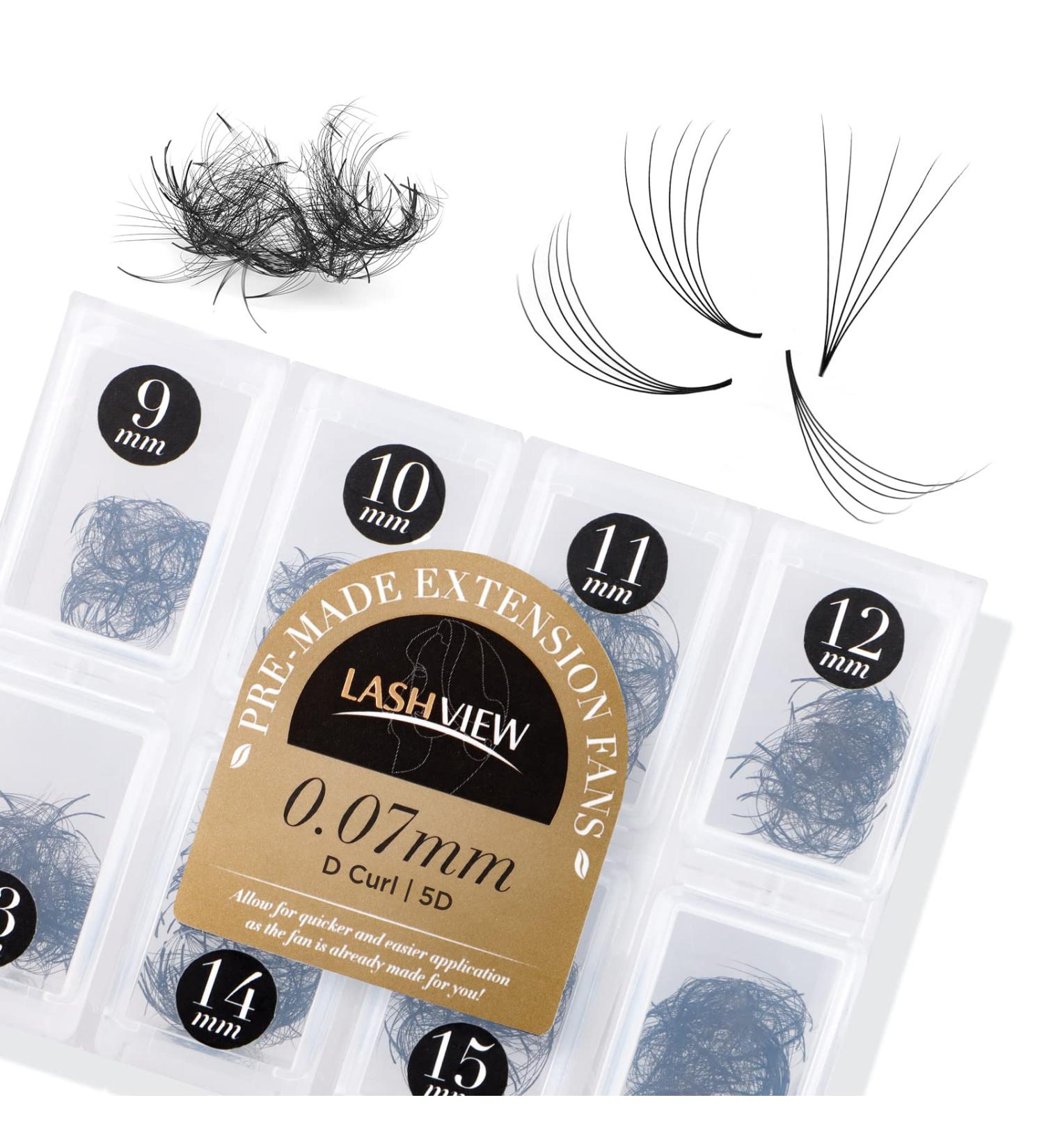 LASHVIEW 1000 Premade Volume Fans - Mixed Lengths 9-16mm Handmade 5D & 10D Eyelash Extensions C&D Curl Supplies - Buy Online on SooperMarket.com
