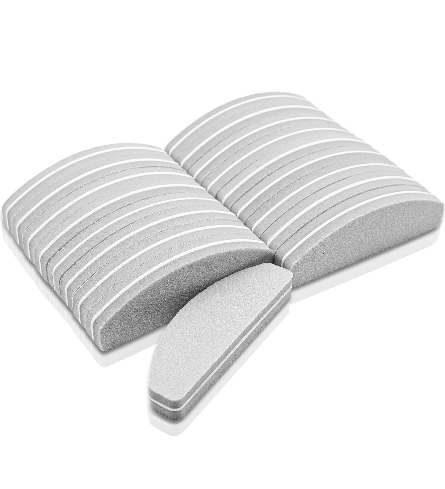 20 PCS Mini Half Moon Nail Buffer Block - Double-Sided Sponge Polish Sanding Buffer for Gel & Acrylic Nails (Grey) - Buy Online on SooperMarket.com