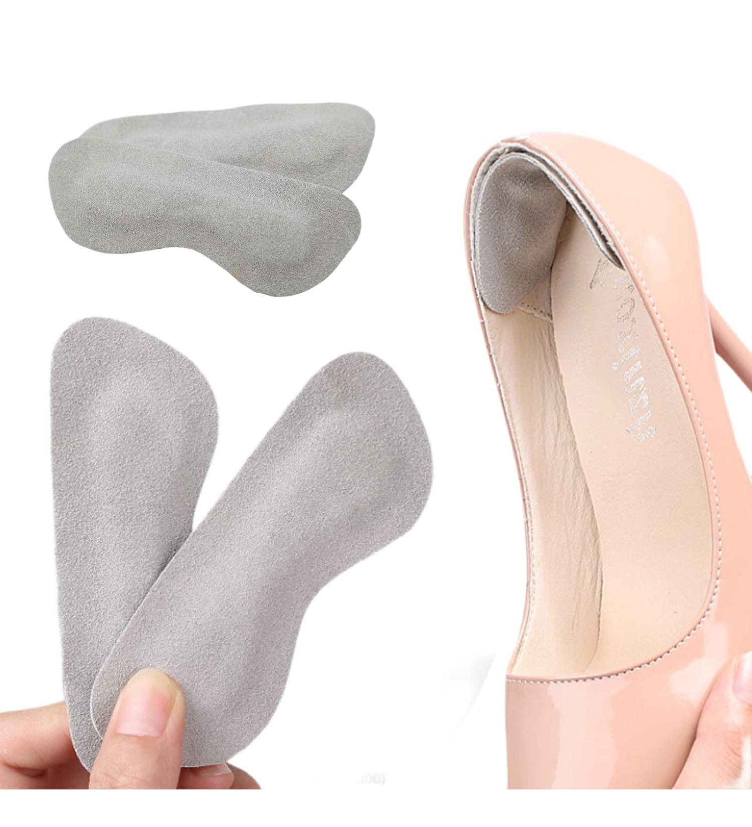 Wotermly 2 Pairs Cow Leather Heel Grips - Grey Heel Pads for Loose Women's Shoes - Buy Online on SooperMarket.com
