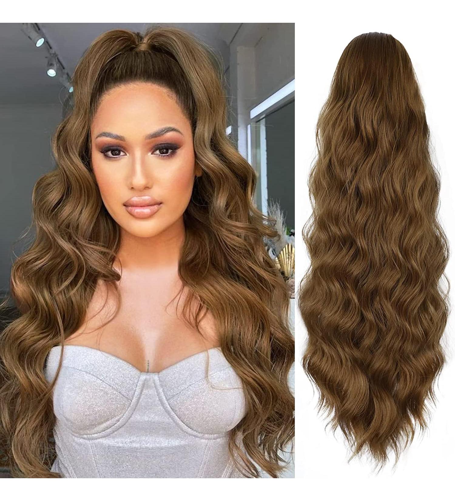 YEESHEDO Brown Long Wavy Ponytail Hair Extension - 26 Dirty Blonde Synthetic Clip-in Hairpiece for Women - Buy Online on SooperMarket.com