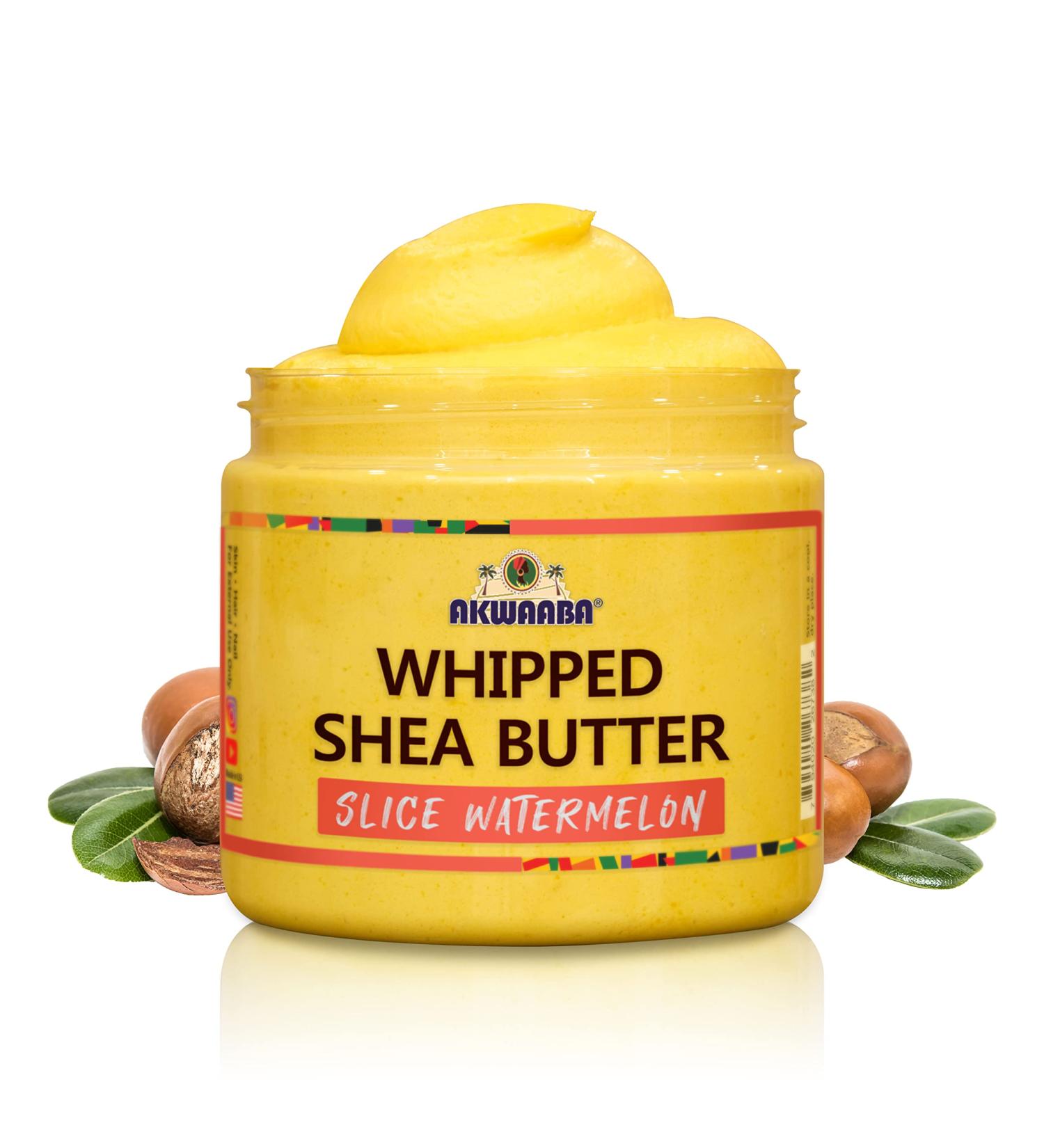 Akwaaba Whipped Shea Butter (Slice Watermelon) 12 oz - Body & Hair Moisturizer - Raw Shea Butter from Ghana - Vitamins A & E - Natural Yellow - Buy Online on SooperMarket.com