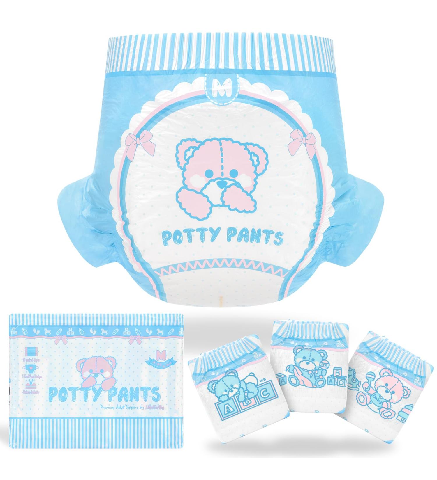 LittleForBig Adult Printed Diapers - 10 Pack Potty Pants (Medium 71-96 CM) Blue - International Shipping Available - Buy Online on SooperMarket.com