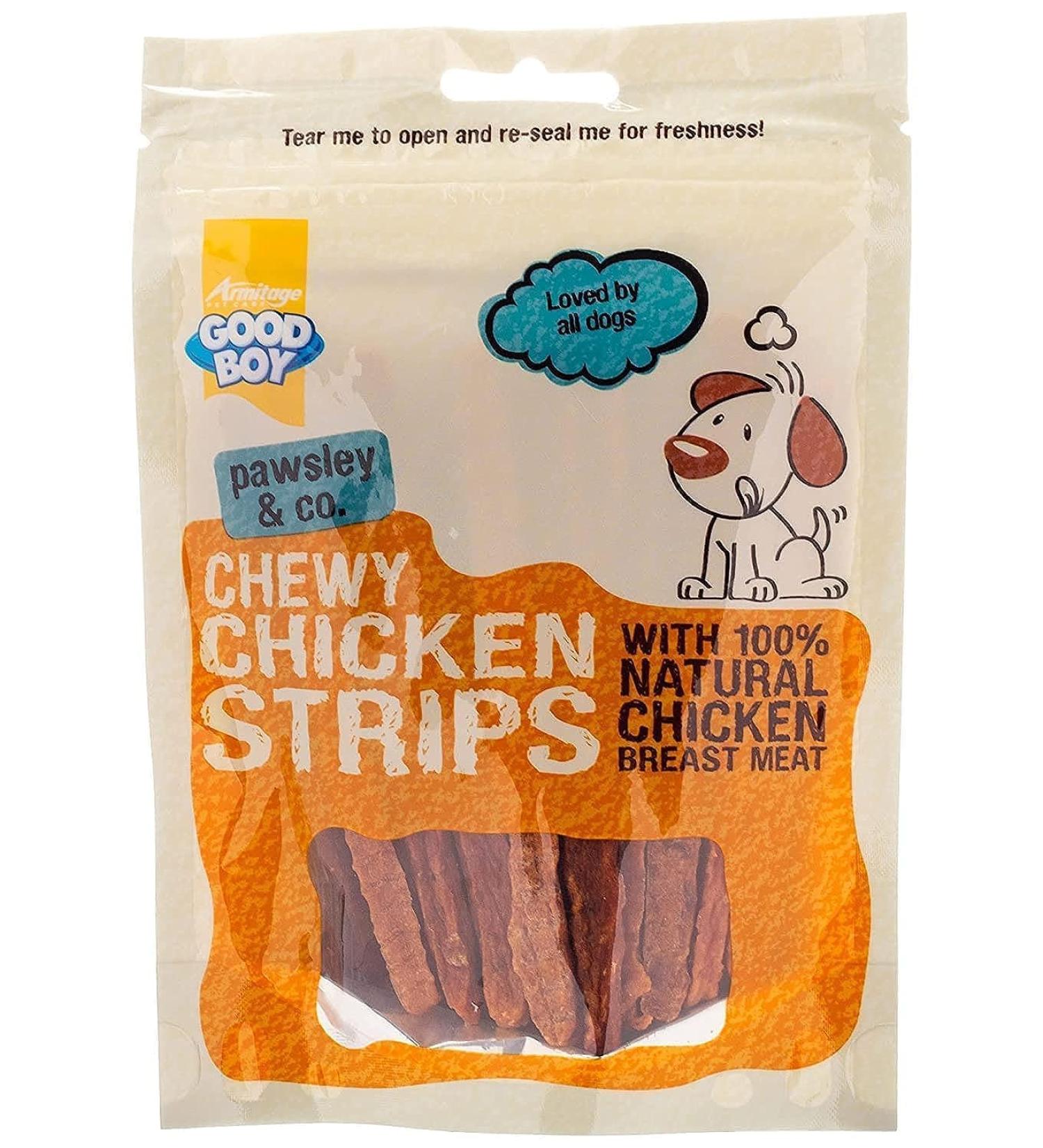 Good Boy Pawsley & Co. Chewy Chicken Strips Dog Treats 100g