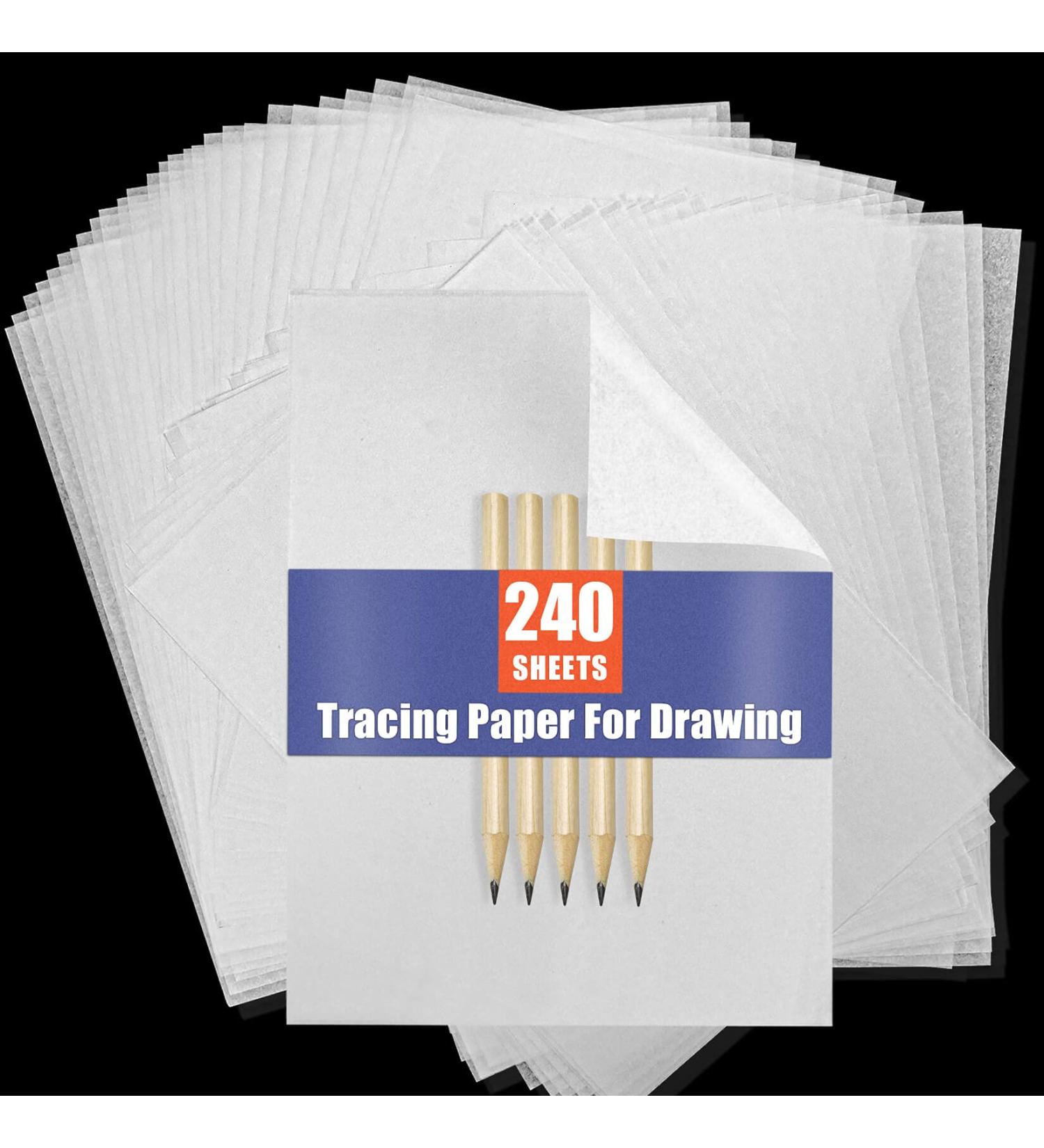 Transfer Paper Tracing Paper for Drawing Trace Paper - PSLER 240 Sheets White Translucent Tracing Paper with 5Pcs Pencil on Artist Lettering Sketch Drawing for Pencil Ink Markers A4 Size 8.5 X 11 Inch 240PCS White tracing - Buy Online on SooperMarket.com
