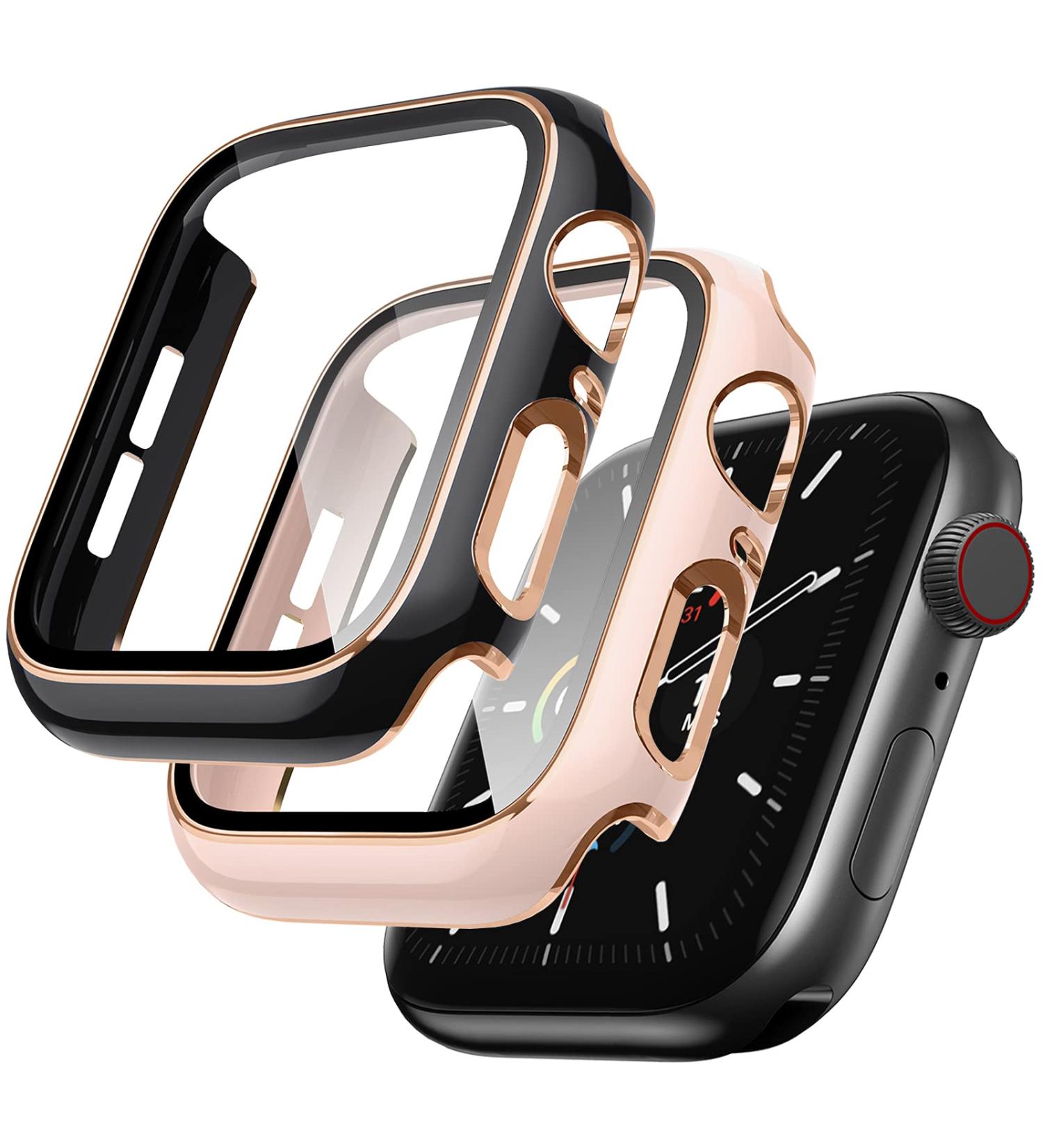 Lovrug 2 Pack Apple Watch Case 40mm SE/Series 6/5/4 - Tempered Glass Screen Protector - Ultra-Thin Bumper - Full Coverage iWatch Cover (Pink/Black) - Buy Online on SooperMarket.com