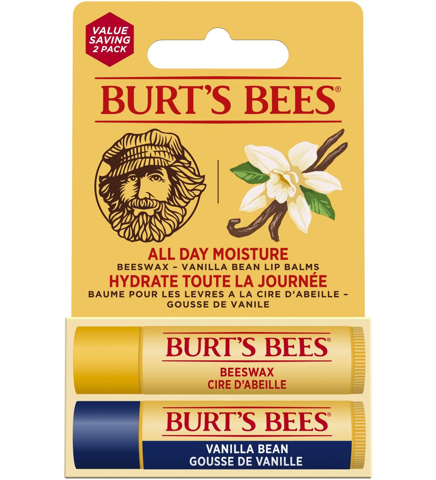 Burt's Bees Lip Balm Multipack Lip Balm Set With Beeswax & Vanilla Bean With Vitamin E Value Duo Pack 2x4.25g - Buy Online on SooperMarket.com