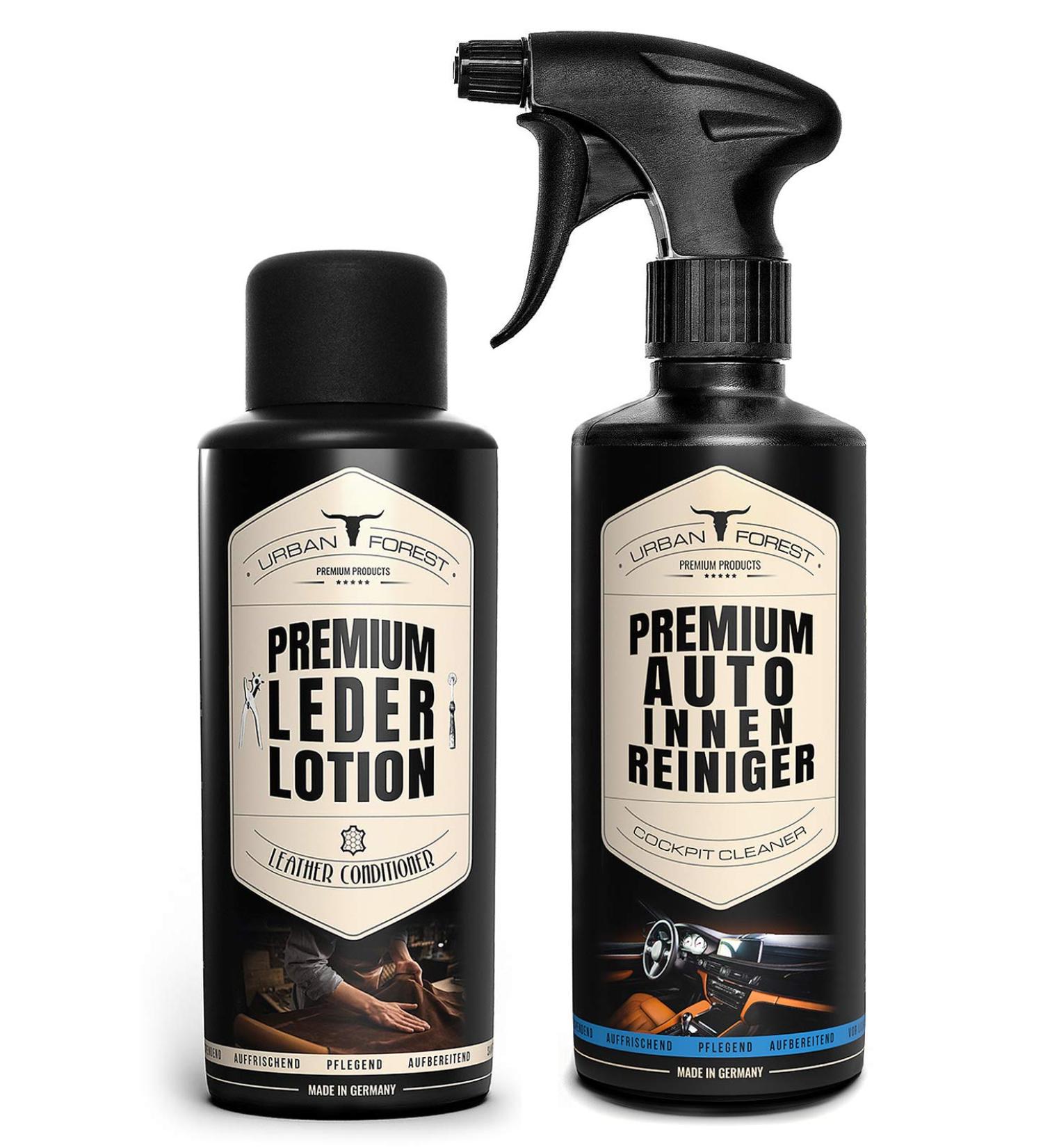 Urban Forest PROFI Autopflege Set - Premium Leather Lotion & Interior Cleaner 2x500ml | Auto Care for Leather Plastic Upholstery & Fittings - Buy Online on SooperMarket.com