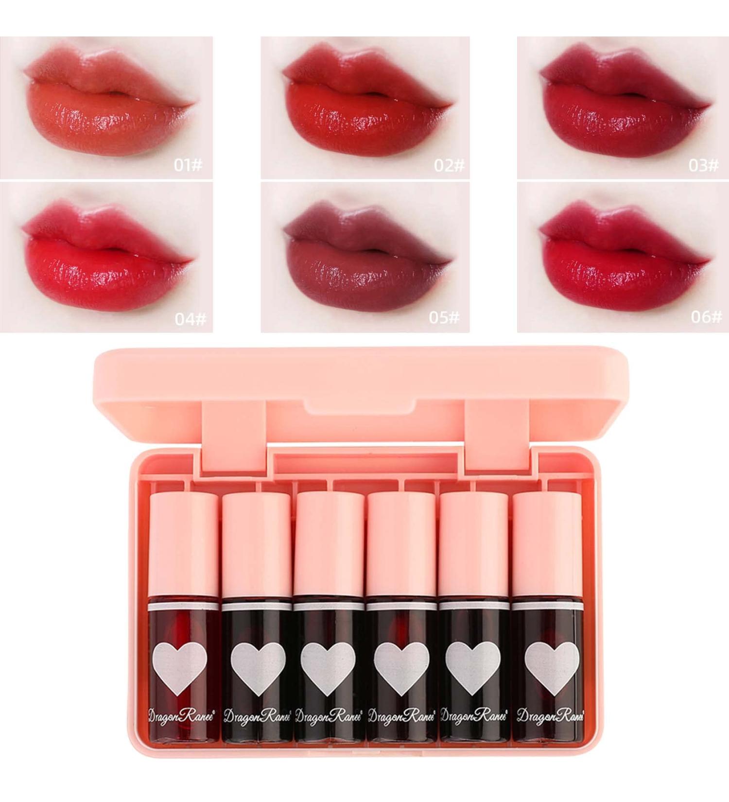 Fusang 6Pcs Lip Tint Stain Set - Long Lasting Moisturizing Lip Gloss for Women - Buy Online on SooperMarket.com