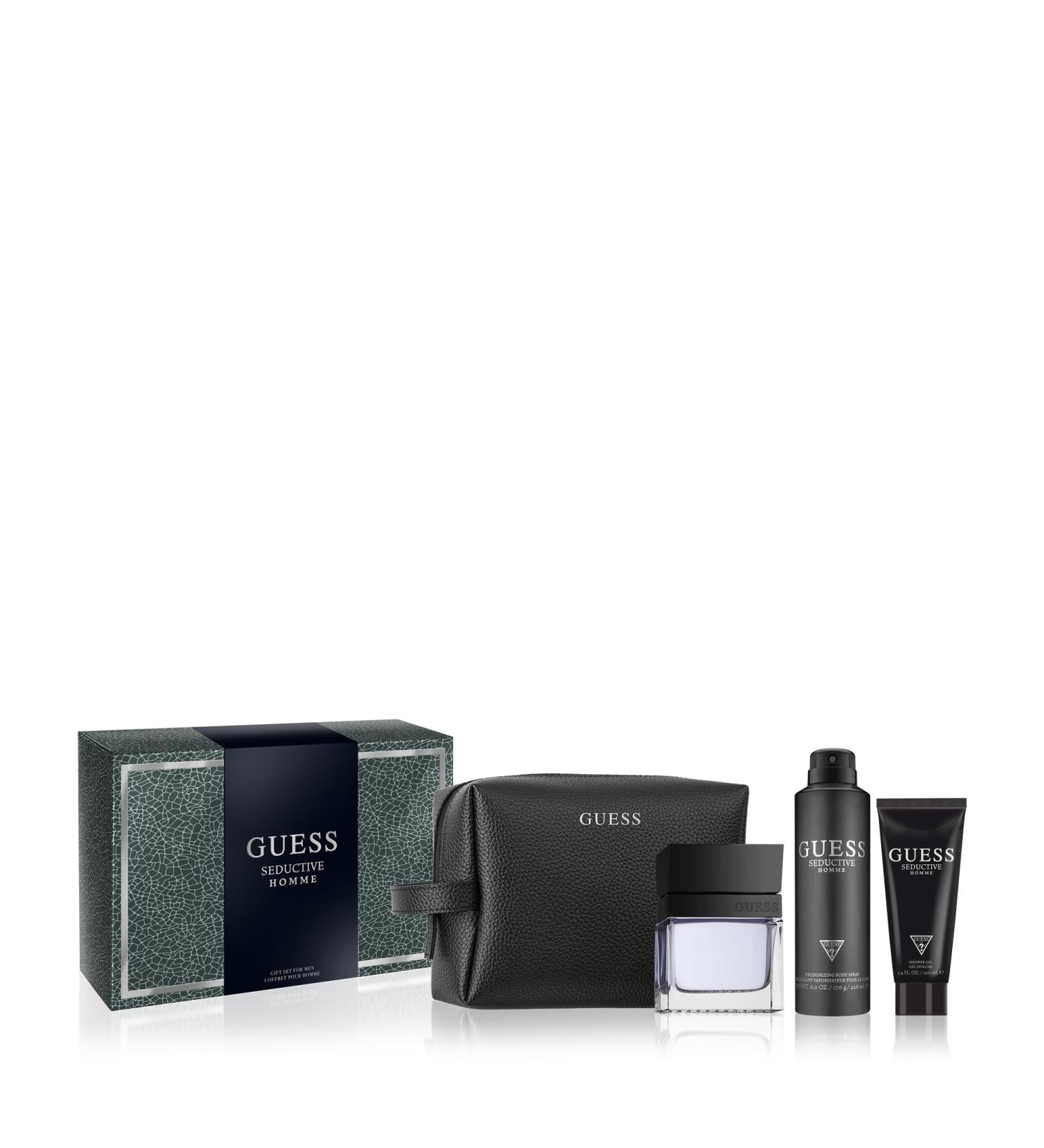 Guess Seductive Men / Homme Eau de Toilette 4 Piece Gift Set - Cologne Spray 3.4 Fl. Oz. Deodorizing Body Spray 6.0 Oz. Shower Gel 3.4 Fl. Oz. & Pouch - Buy Online on SooperMarket.com