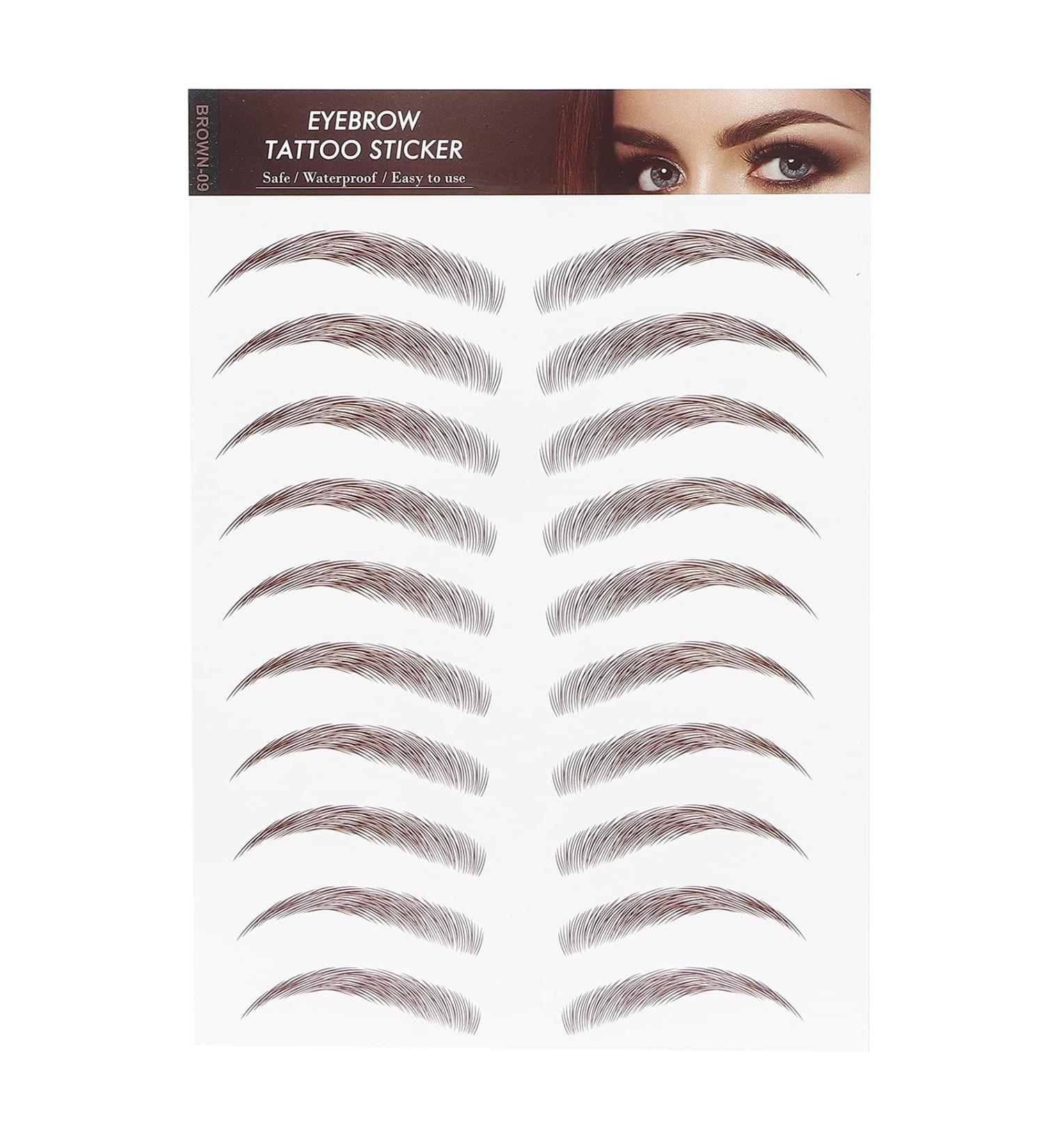 Waterproof 4D Eyebrow Tattoo Sticker - Long Lasting Grooming Shaping Eyebrow Transfers for Women (BROWN-09) - Buy Online on SooperMarket.com