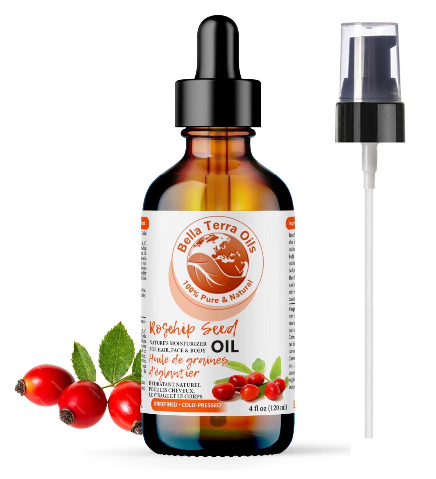 Rosehip Seed Oil. 120ml. 100% Pure. Cold-pressed. Unrefined. Chemical-free. Rich in Vitamin C. Great for Mature Skin. Natural Moisturizer for Hair Skin. 120 ml (Pack of 1) - Buy Online on SooperMarket.com