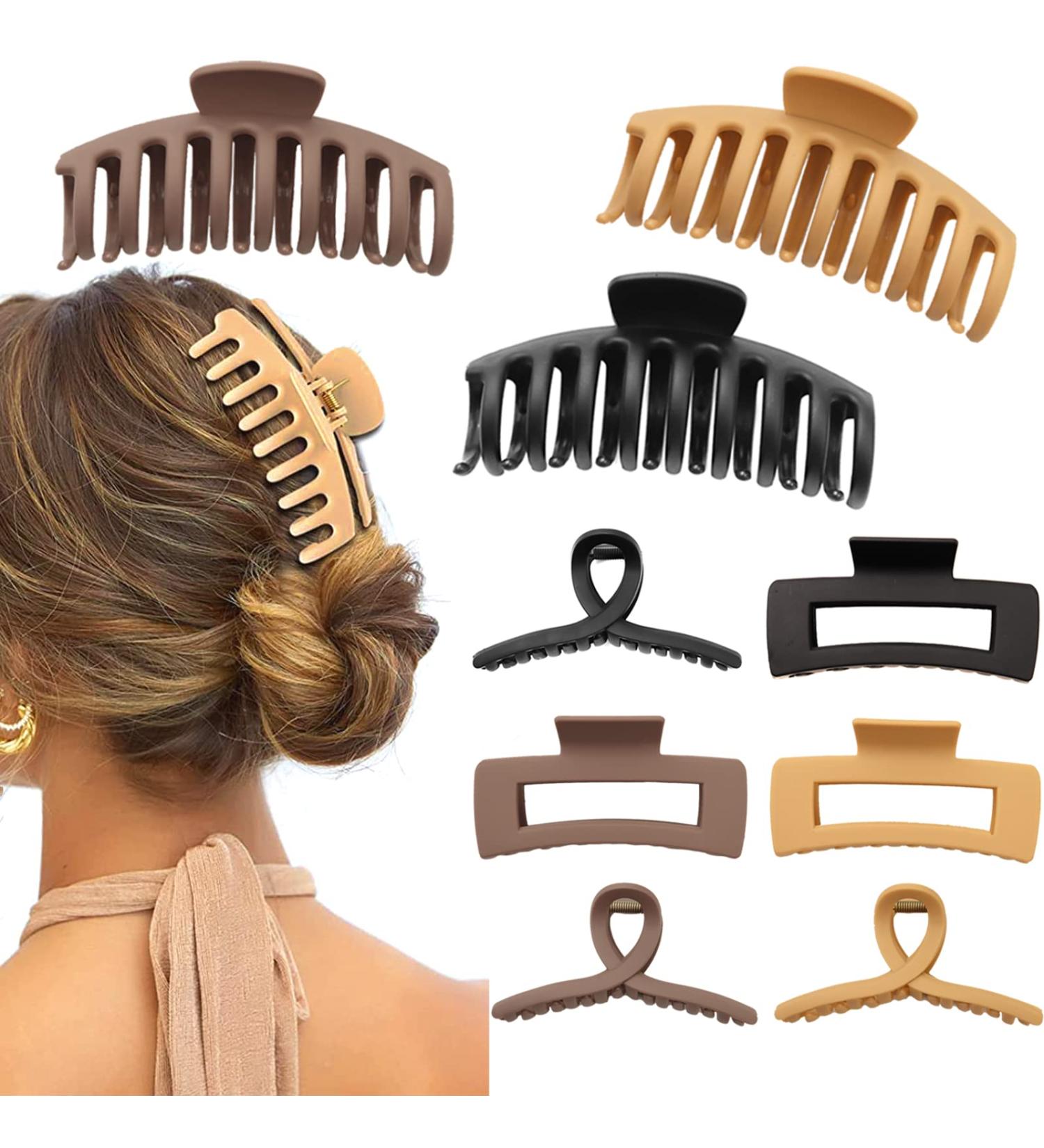 9-Count Neutral Big Hair Claw Clips for Thick Hair - Strong Hold Hair Styling Accessories for Women & Girls - Buy Online on SooperMarket.com