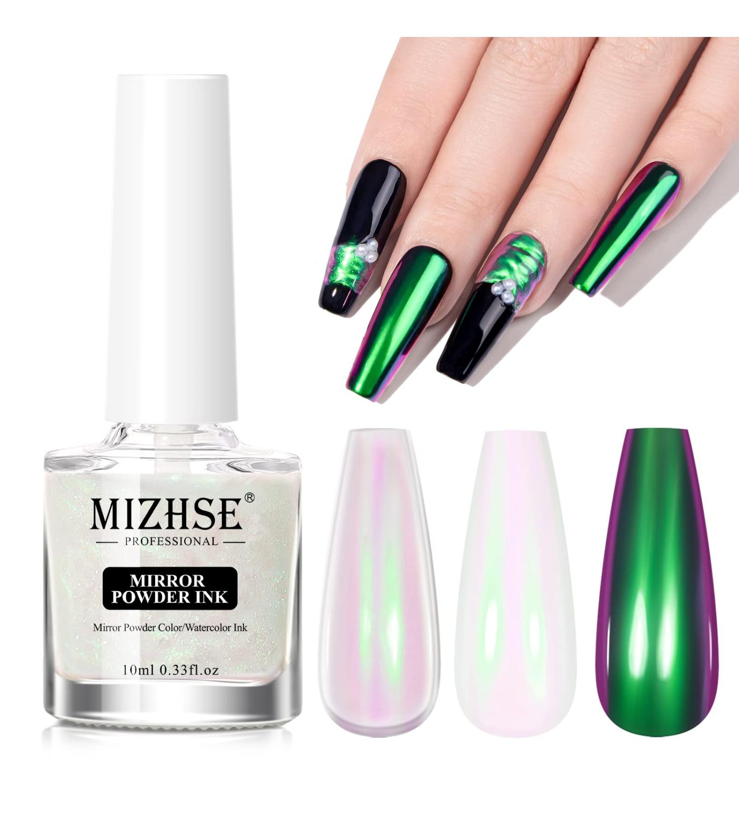 MIZHSE Chrome Magic Mirror Nail Gel 10ML - Liquid Powder for Nails, Mermaid Glitter & Iridescent Effect Metallic Chameleon Nail Polish MJY002 - Buy Online on SooperMarket.com
