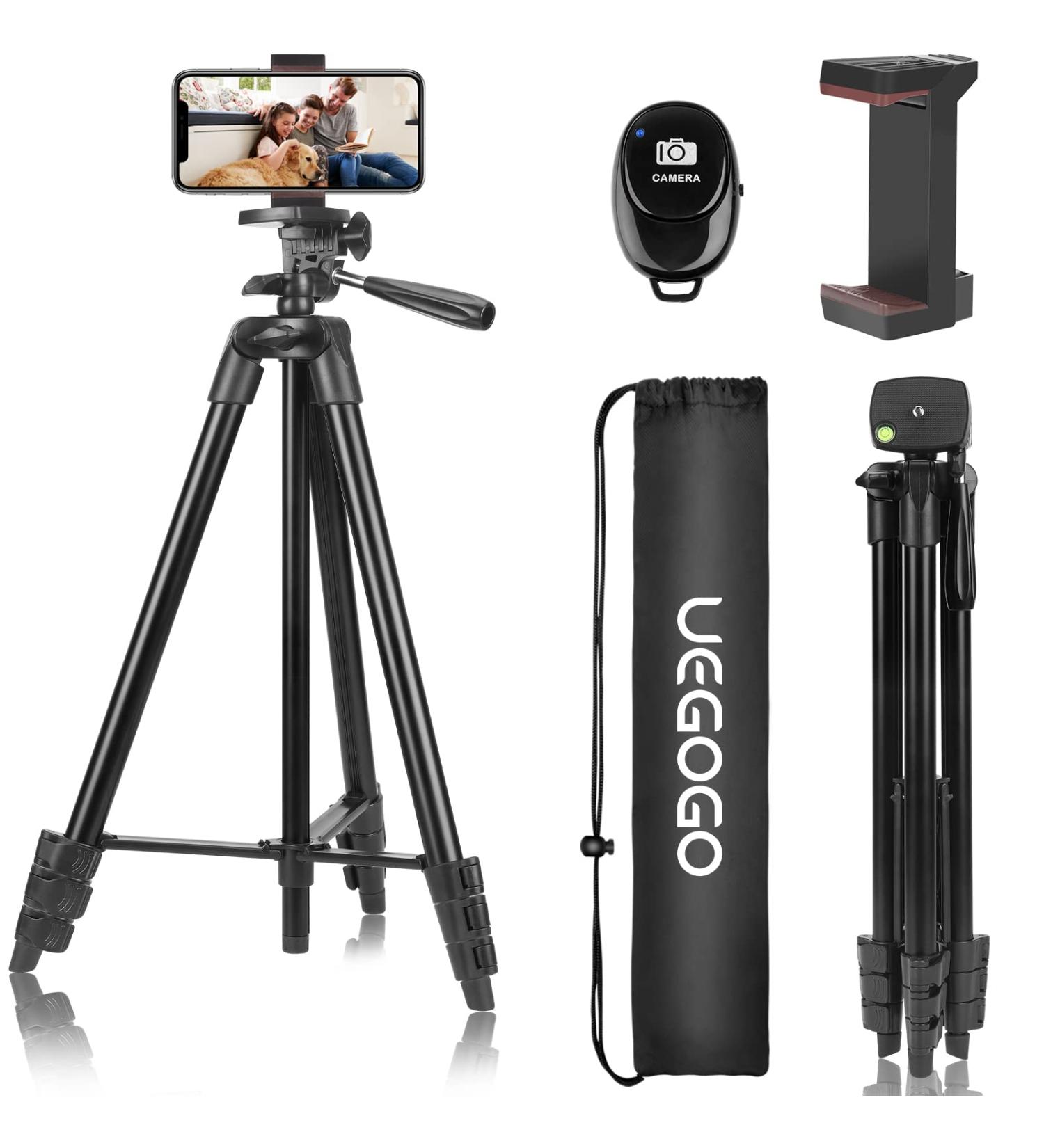 UEGOGO Phone Tripod with Remote Shutter | Universal Clip for iPhone/Android/Sport Camera | Ideal for Video Recording/Selfies/Live Stream/Vlogging - Buy Online on SooperMarket.com
