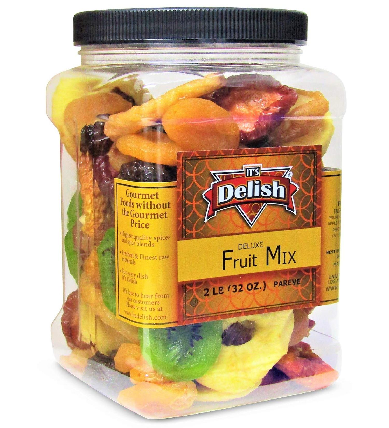 It's Delish Dried Mixed Fruit with Prunes - 2 lbs Jumbo Container | Prunes, Apricots, Plums, and More - Healthy Snack Mix to Buy Online - Buy Online on SooperMarket.com