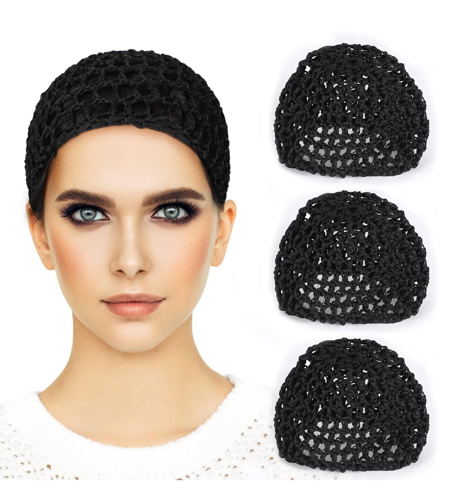 3-Pack Black Mesh Crochet Hair Net Snoods for Women - Soft Rayon Knit Hair Cover Accessory - Buy Online on SooperMarket.com